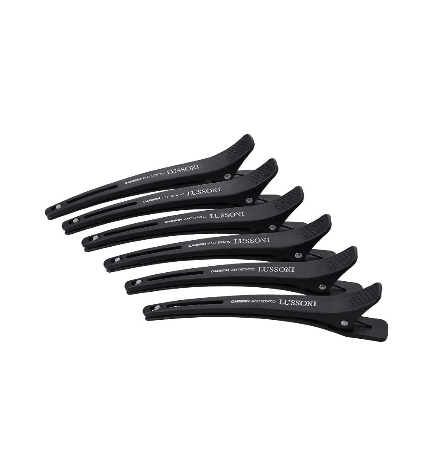 TB Tools for Beauty Lussoni 6-Piece Carbon Hairdressing Clips Set - All Hair Types Black & Silver - International Shipping Available - Buy Online on SooperMarket.com