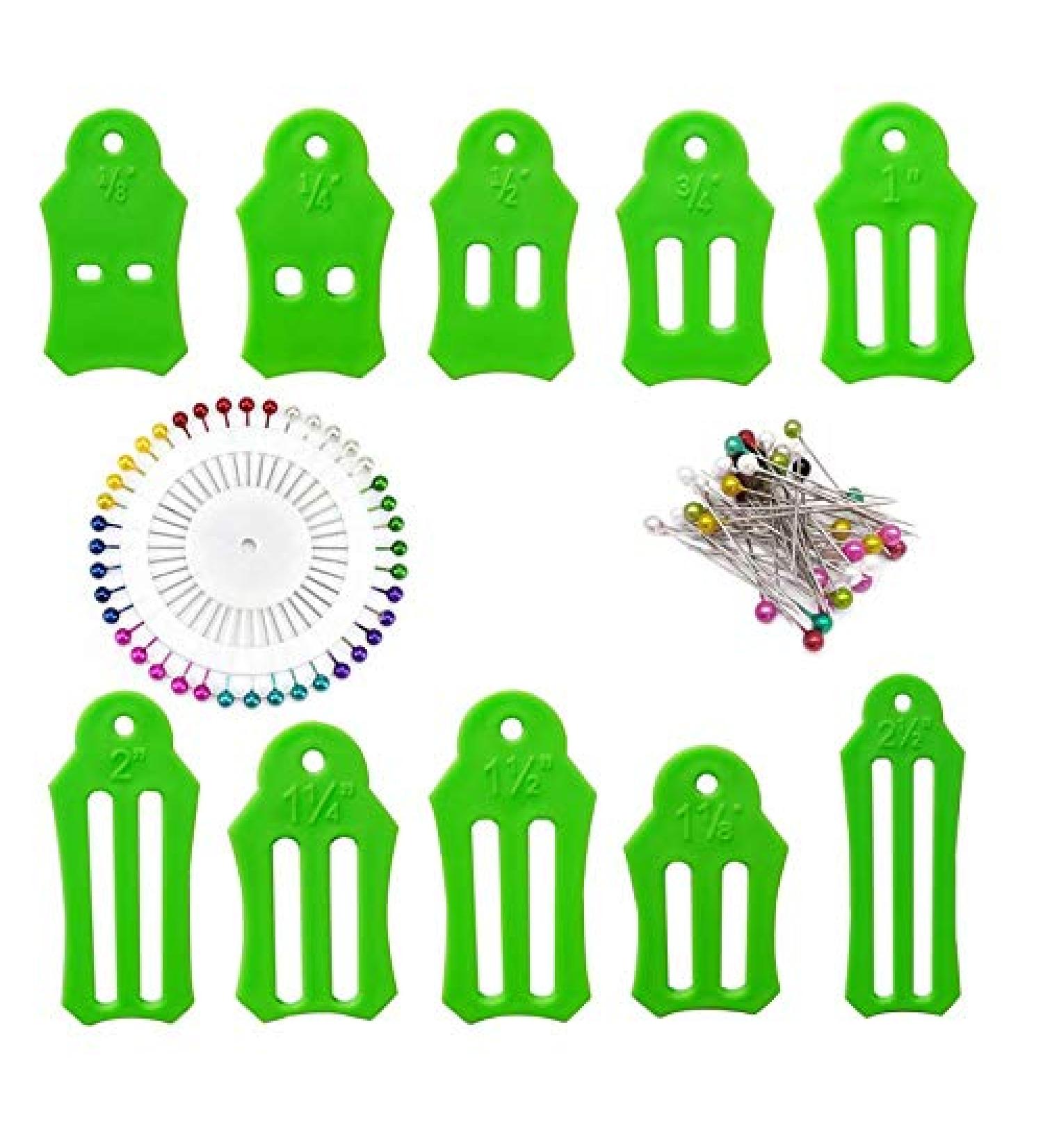 HONEYSEW 10pcs Fabric Bias Binding Sasher Tool Set with 40 Quilting Pins - Multi-Sized Foldable Strips, Green - Buy Online on SooperMarket.com