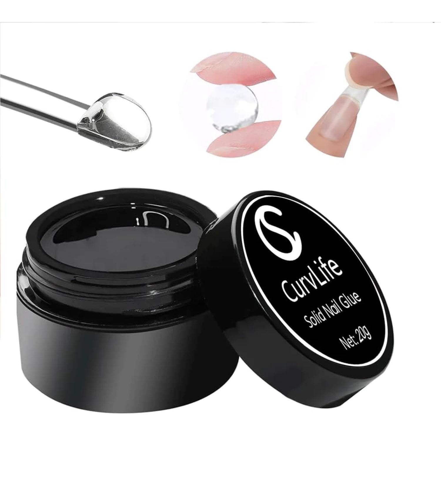 Solid Nail Glue for Press On Nails - Curv Life 15g Gel Nail Glue Kit for Acrylic Tips & Nail Strength - UV Light Cured 20G - Buy Online on SooperMarket.com
