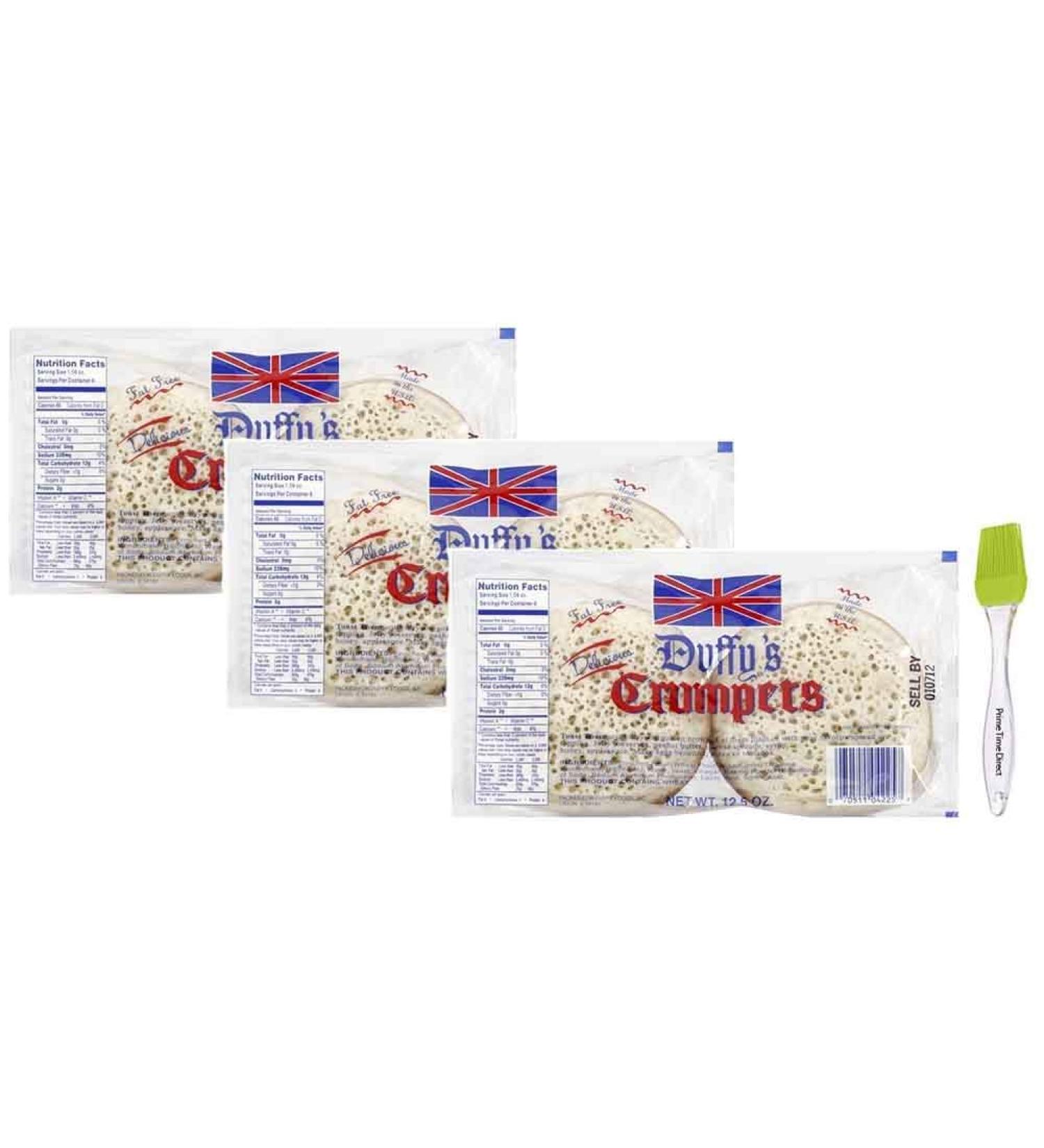 Duffy's Crumpets  12.5 oz (Pack of 3) Bundle with PrimeTime Direct Silicone Basting Brush in a PTD Sealed Bag - Buy Online on SooperMarket.com