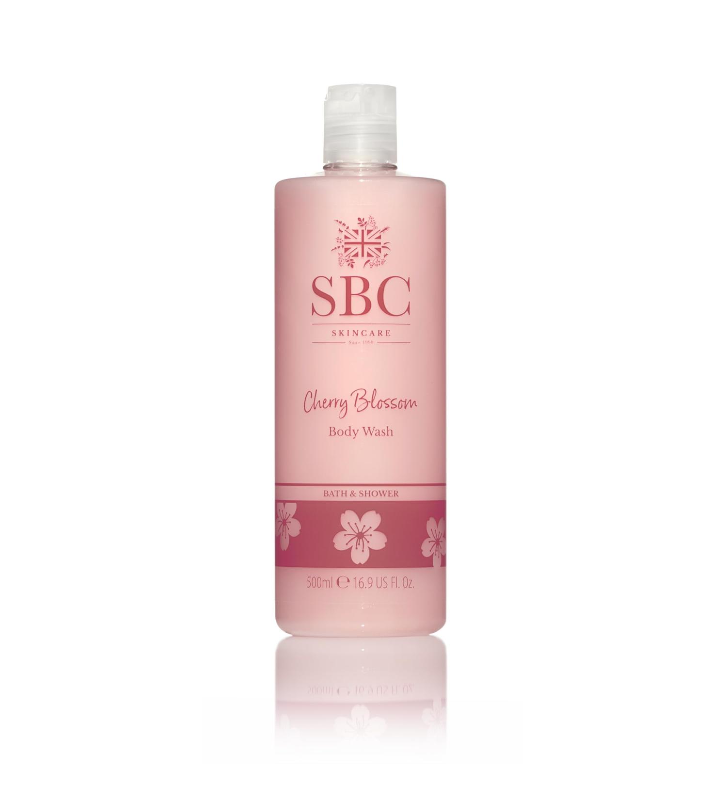 SBC Skincare Cherry Blossom Body Wash 500ml - Delicately Fragranced Pampering Bubble Bath or Shower Gel - Buy Online on SooperMarket.com