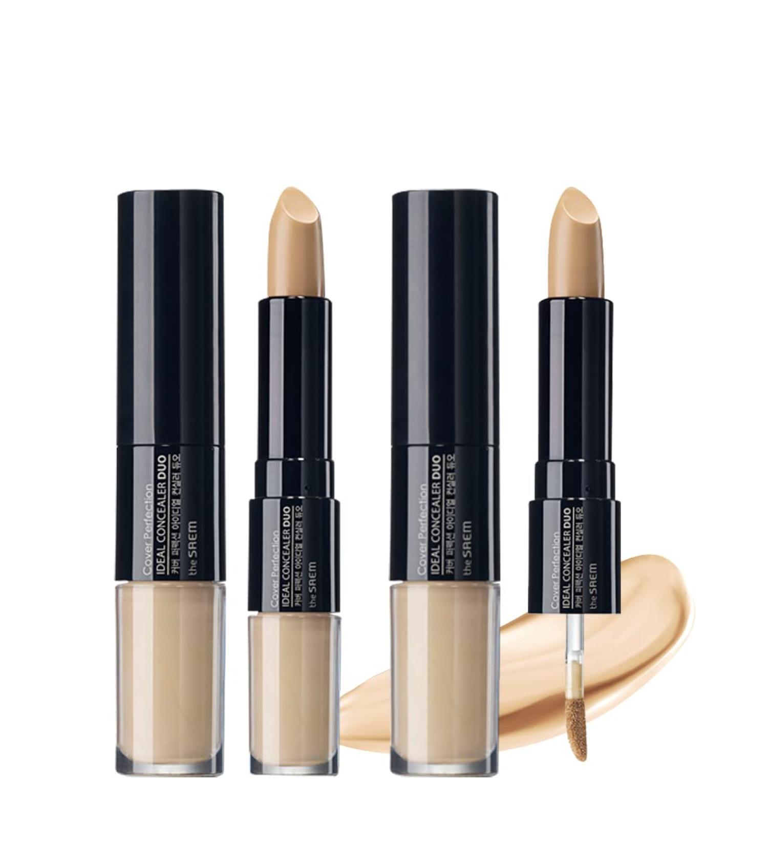 THESAEM Cover Perfection Ideal Concealer Duo - Strong Coverage, Dual Type, Sun Protection - K Beauty (01 Clear Beige) - Buy Online on SooperMarket.com