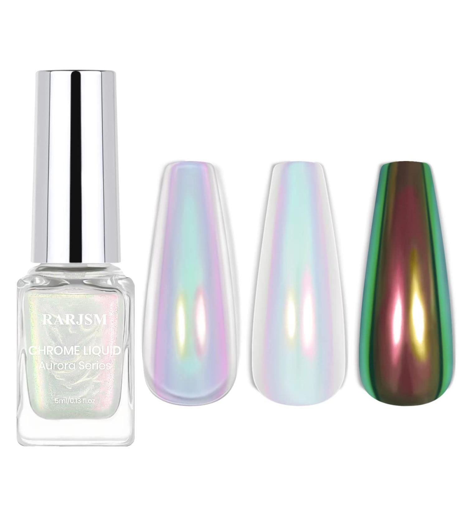 RARJSM Chrome Nail Powder | Liquid Magic Aurora Metallic Chameleon | Iridescent Glitter for Gel Polish | No Curing Required | 5ML 0.17FLOZ - Buy Online on SooperMarket.com