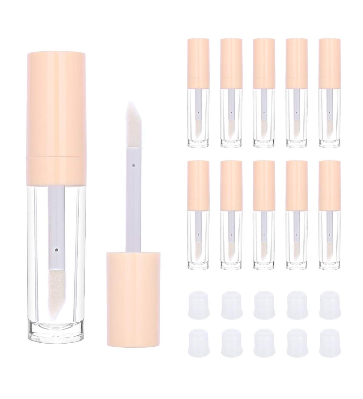 10pcs CAIYA Lip Gloss Containers with Large Brush - 9ml Empty Tubes for DIY Lipgloss (Light Orange) - Buy Online on SooperMarket.com