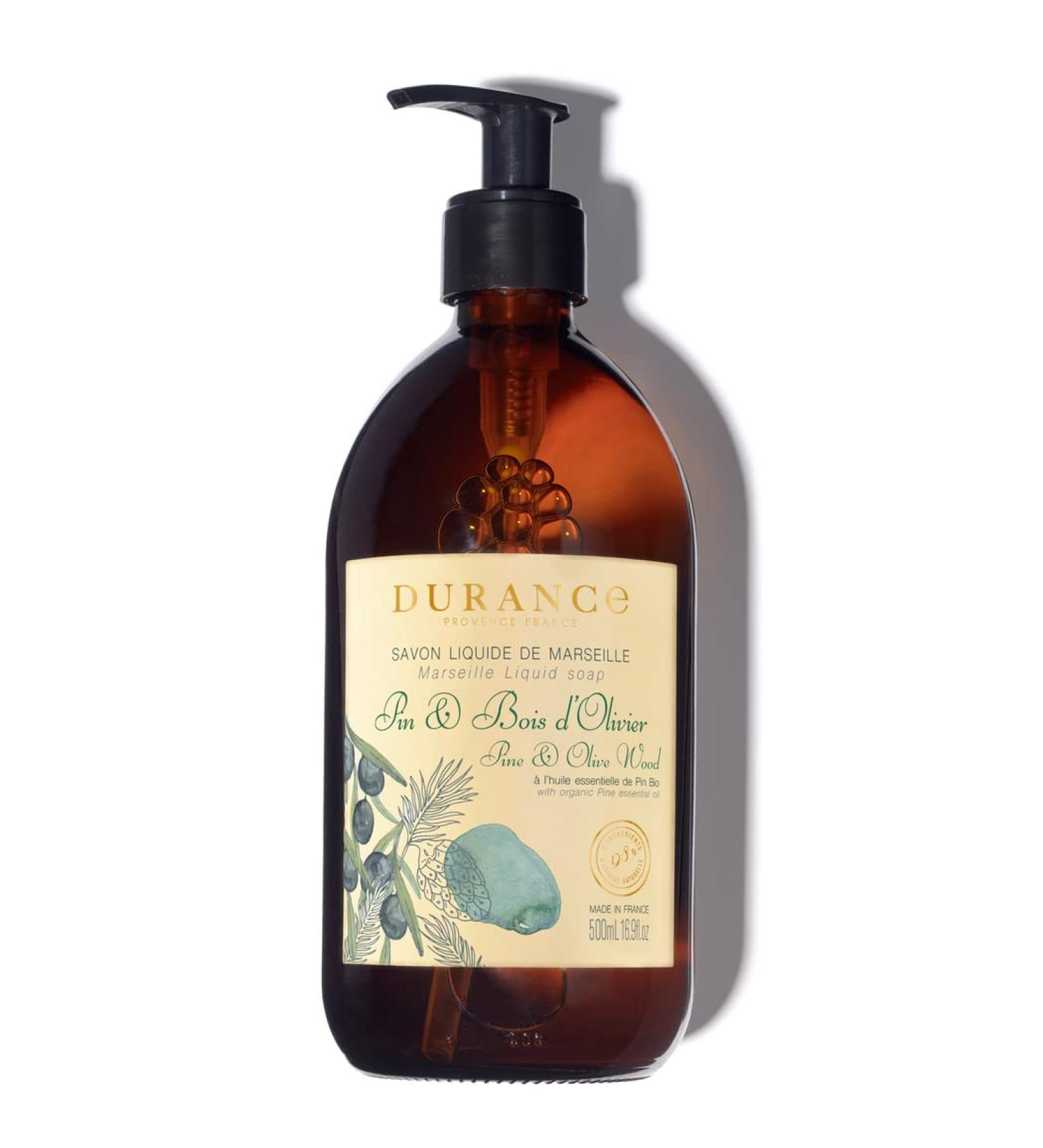 Durance Pine & Olive Wood Marseille Liquid Soap 500ml Paraben-Free Hand & Body Wash With Olive Oil & Red Rice Extract Vegan Friendly Shower Gel - Buy Online on SooperMarket.com