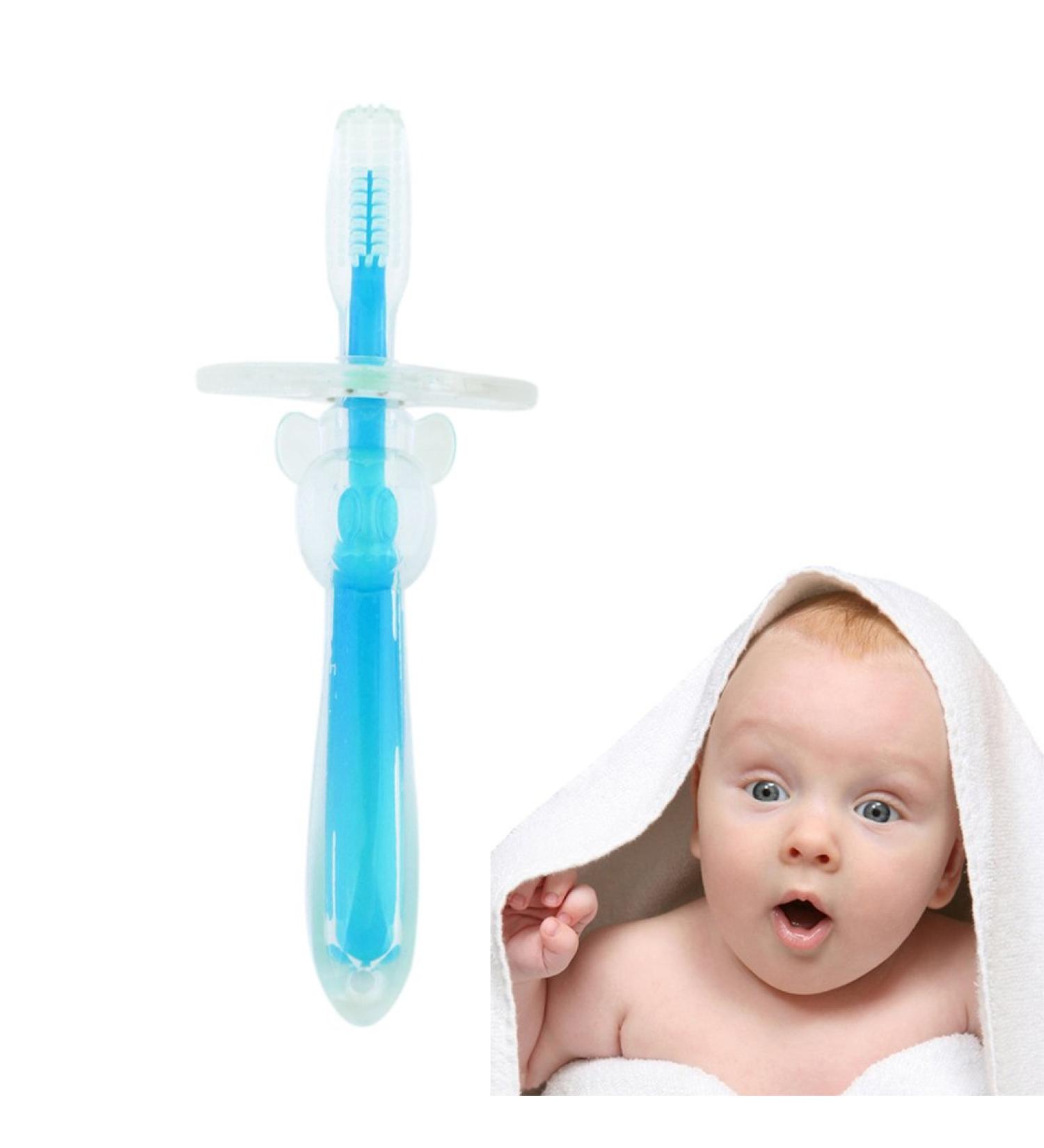 Silicone Bebe Brosse a Dents Brosse De Nettoyage de Dents Enfants Bleu - Buy Online on SooperMarket.com