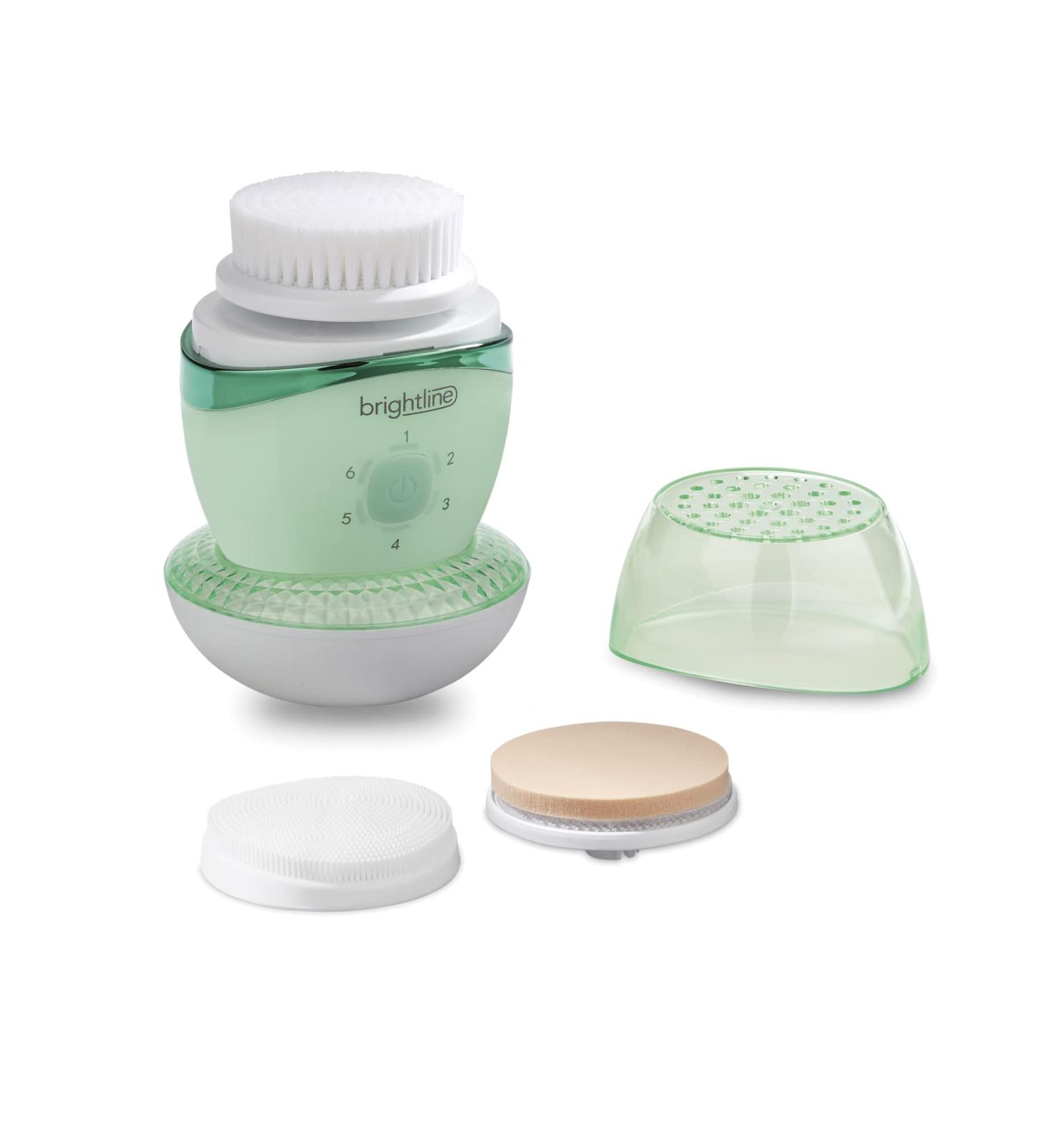 Brightline Sonic Rechargeable Electric Facial Cleansing Brush System | 6 Intensity Settings | 3 Scrub Brush Heads | Green - Buy Online on SooperMarket.com