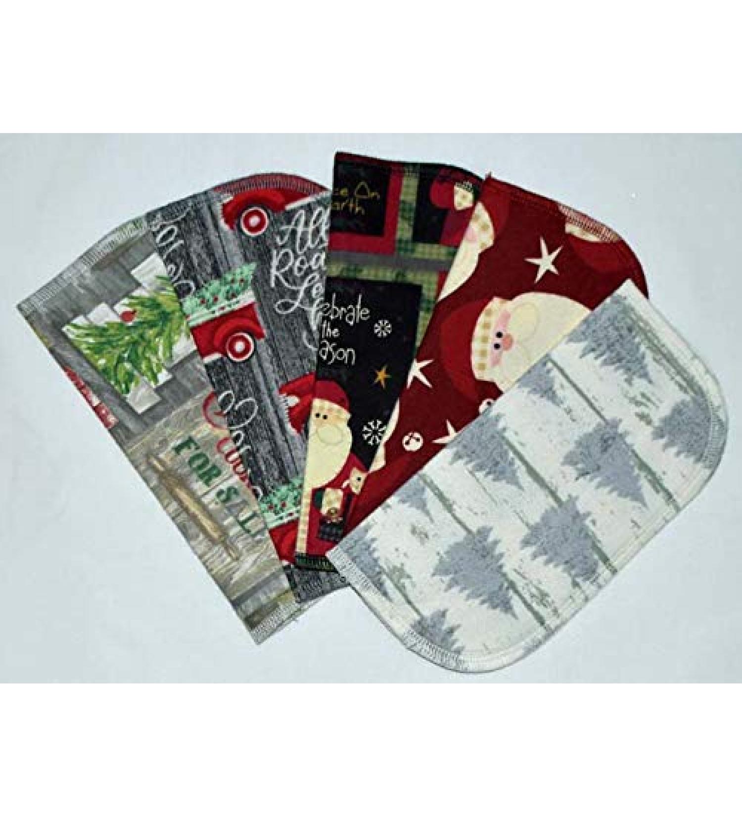 Set of 5 Primitive Christmas 2 Ply Printed Flannel Little Wipes 8x8 Inches - Buy Online on SooperMarket.com