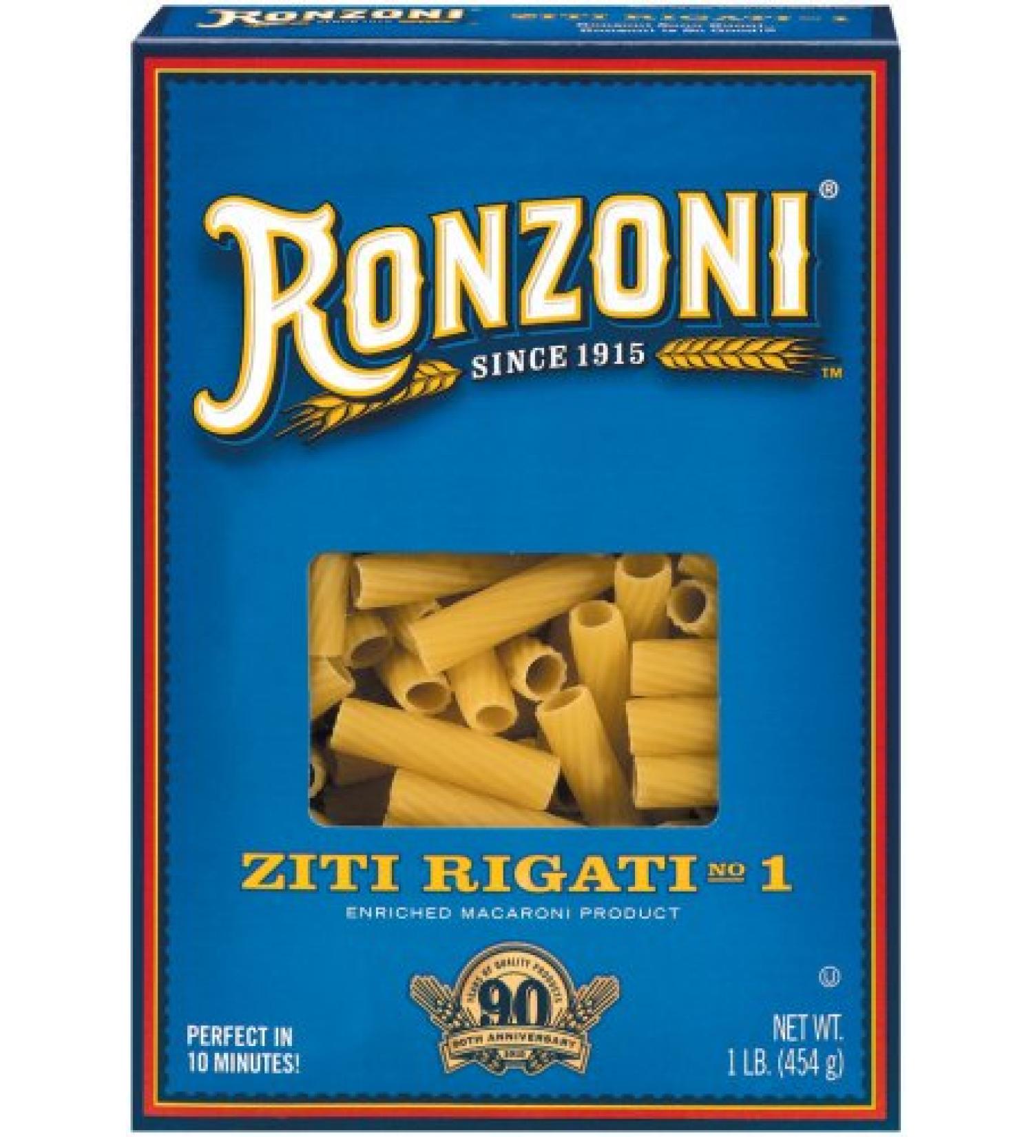 Ronzoni Ziti Rigati Pasta 16 oz