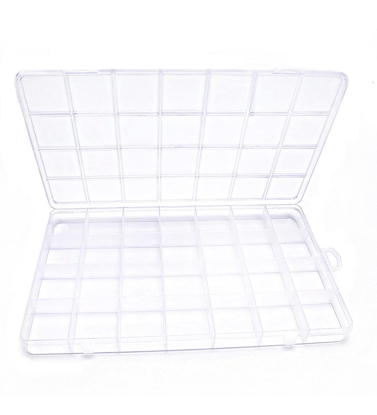 IOOLEEM 28 Grids Plastic Bead Organizer Box - Clear Storage Container with Dividers for Arts and Crafts - 8.6x5x0.66 inch (1 Pack) - Buy Online on SooperMarket.com