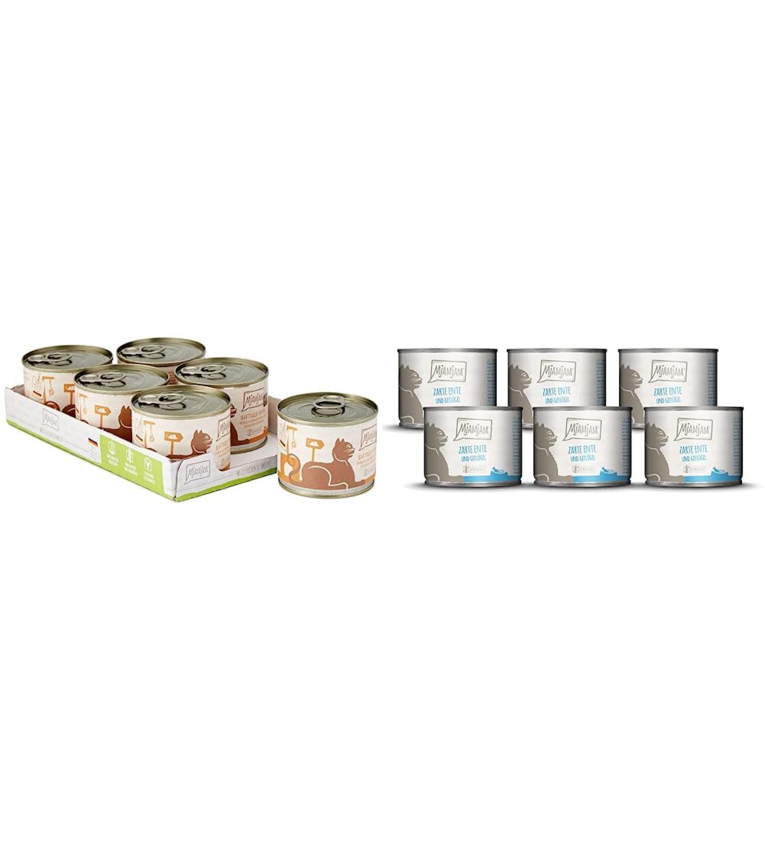 Shop Mjamjam Premium Wet Cat Food - Juicy Chicken & Delicate Duck 6-Pack - Pure Meat Enjoyment - Buy Online on SooperMarket.com