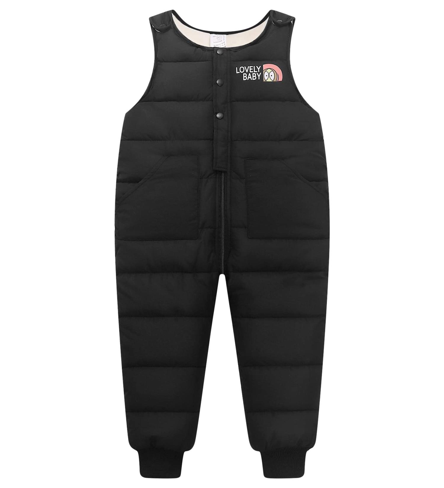 Happy Cherry Baby Winter Pants - Newborn Boys Girls Overall Ski Trousers - Infant Warm Snow Bib Pant - Toddler Windproof Padded Snowsuit Bottoms - Elastic Buttom Zipper Outerwear Outfits - Black (Size 80) - Buy Online on SooperMarket.com