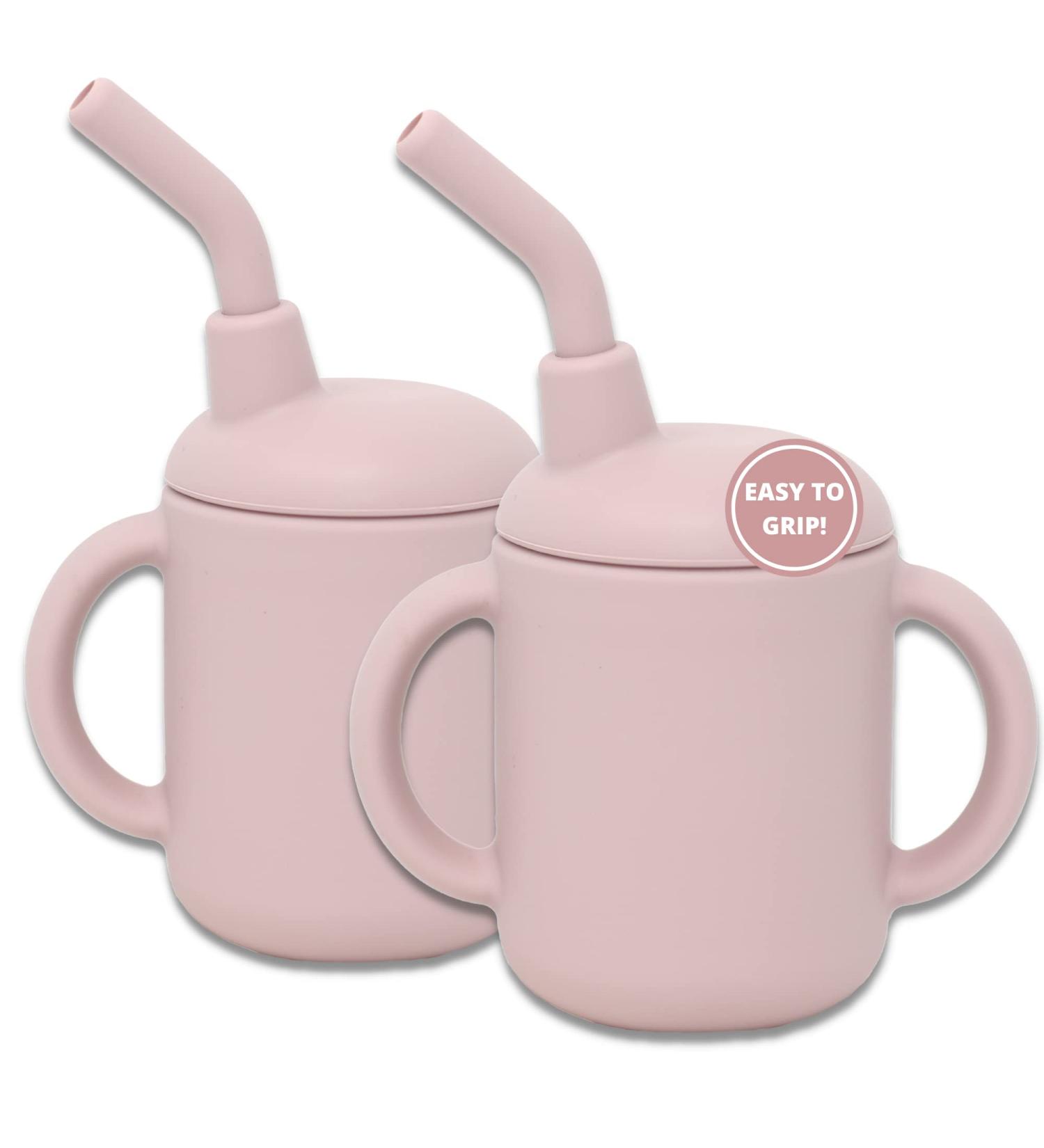 LoveyLu Silicone Sippy Cup with Straw - Spill Proof Toddler Cup 2 Pack (Blush) - Buy Online on SooperMarket.com