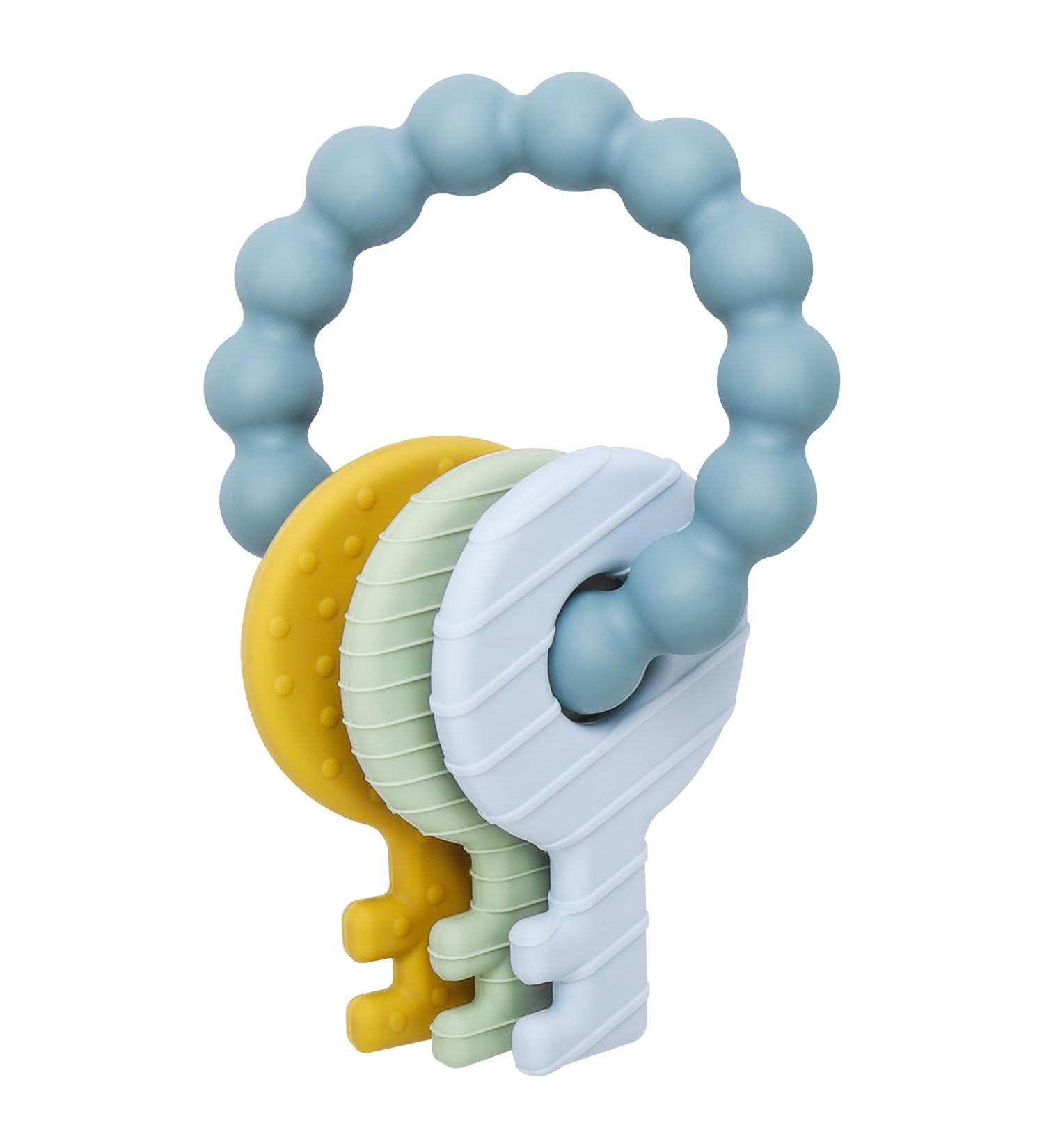 BPA-Free Baby Bite Ring Toy Keys | Teething Aid for Babies 3+ Months | Blue Bite Ring - Buy Online on SooperMarket.com
