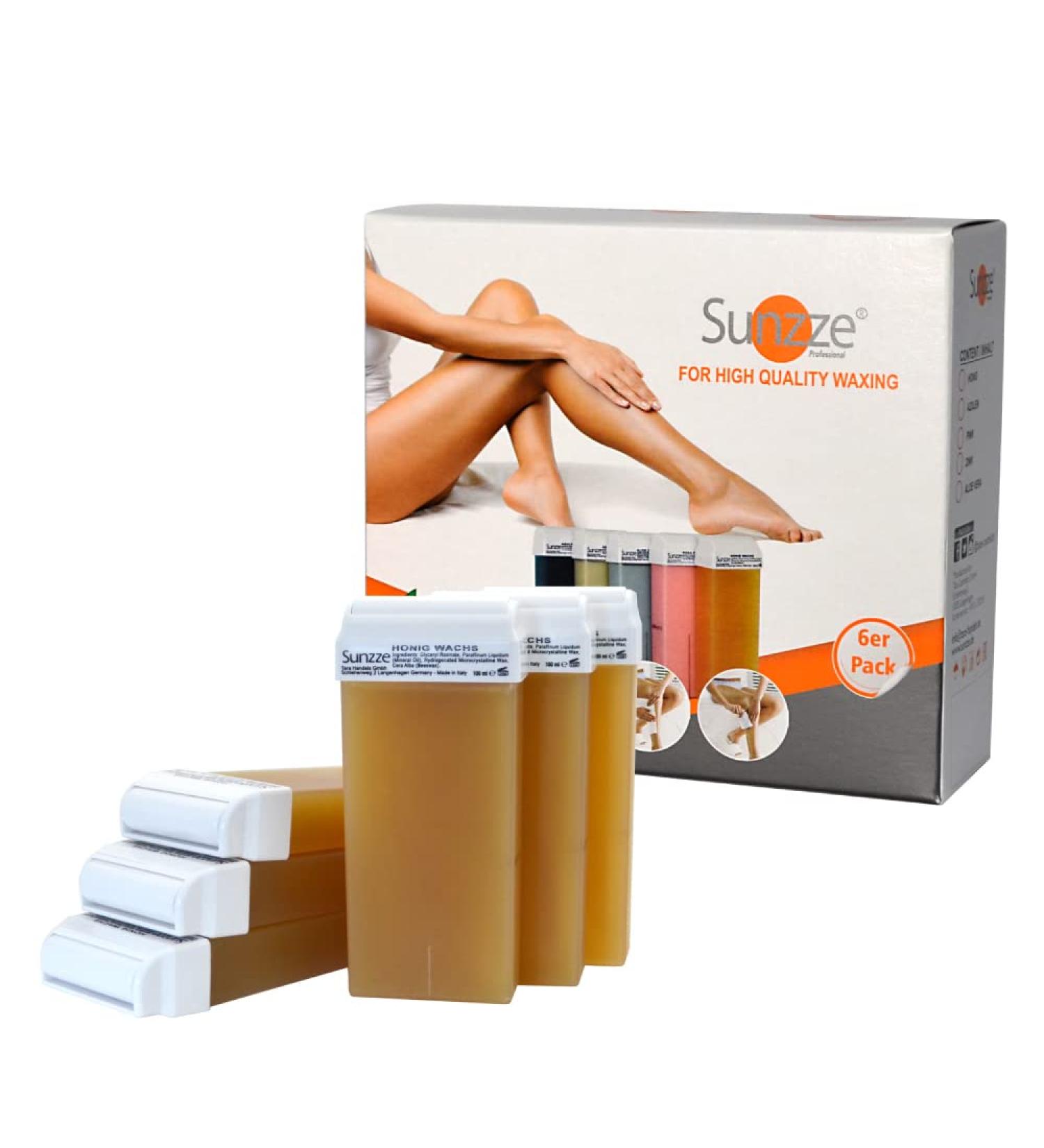 Sunzze Warm Wax Cartridges Roll-On Set - 6 x 100ml Brazilian Waxing Kit for Hair Removal - Buy Online on SooperMarket.com
