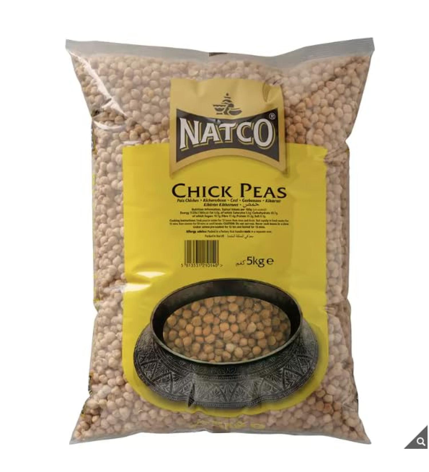 Natco Dried Chick Peas | A Good Source of Protein | A Good Source of Fibre | Packed in the UK | 5kg - Buy Online on SooperMarket.com