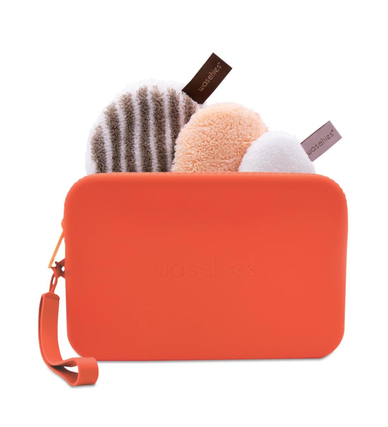 Reusable Sustainable Wash Set Apricot Cosmetic Bag with Makeup Pad Toner and Exfoliator Washable Perfect Travel Set for Women Teens Adults - Buy Online on SooperMarket.com