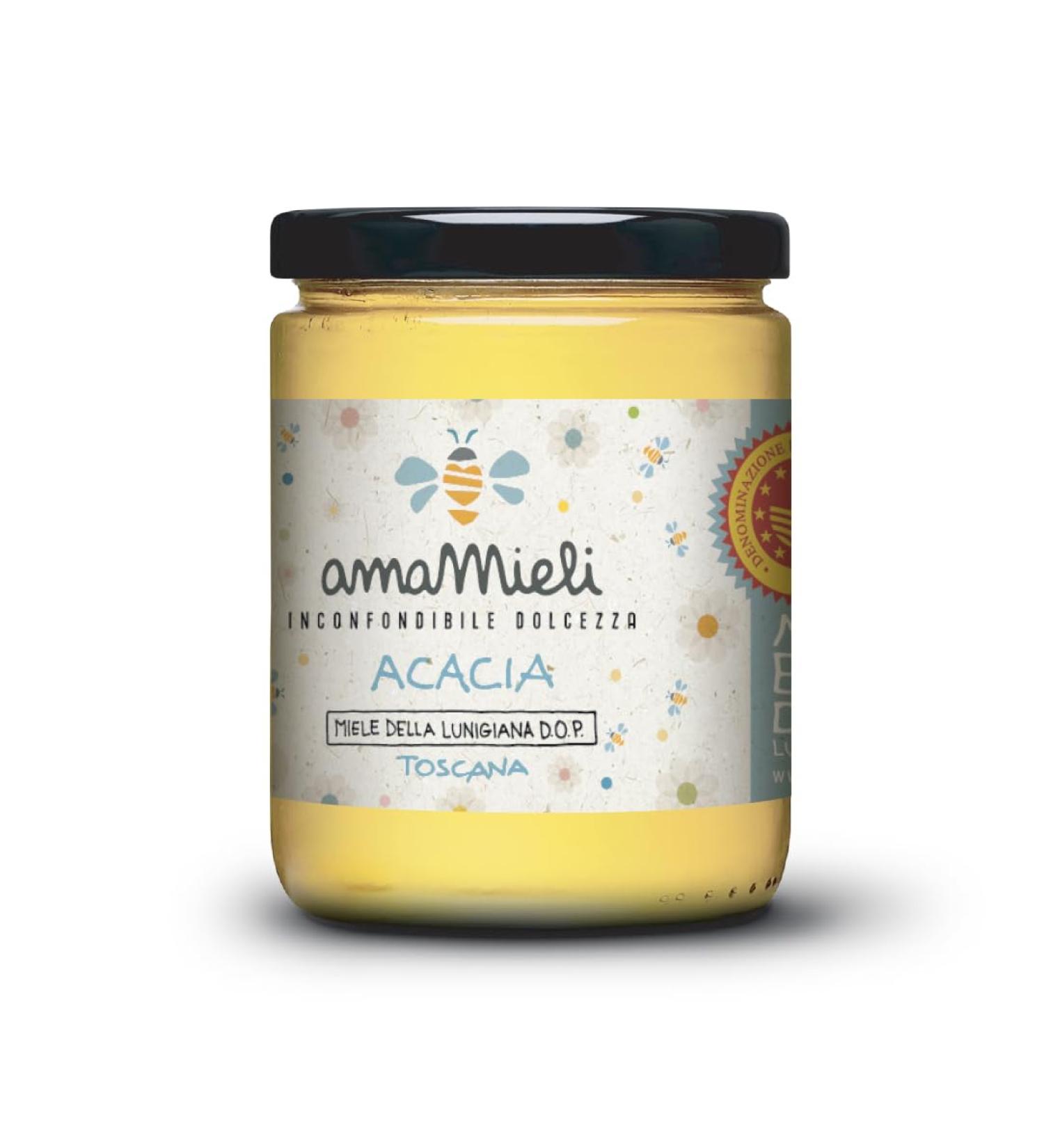 Amamieli - Honey from Lunigiana PDO | Unmistakable sweetness with Acacia flower | from organic farming | 400 g