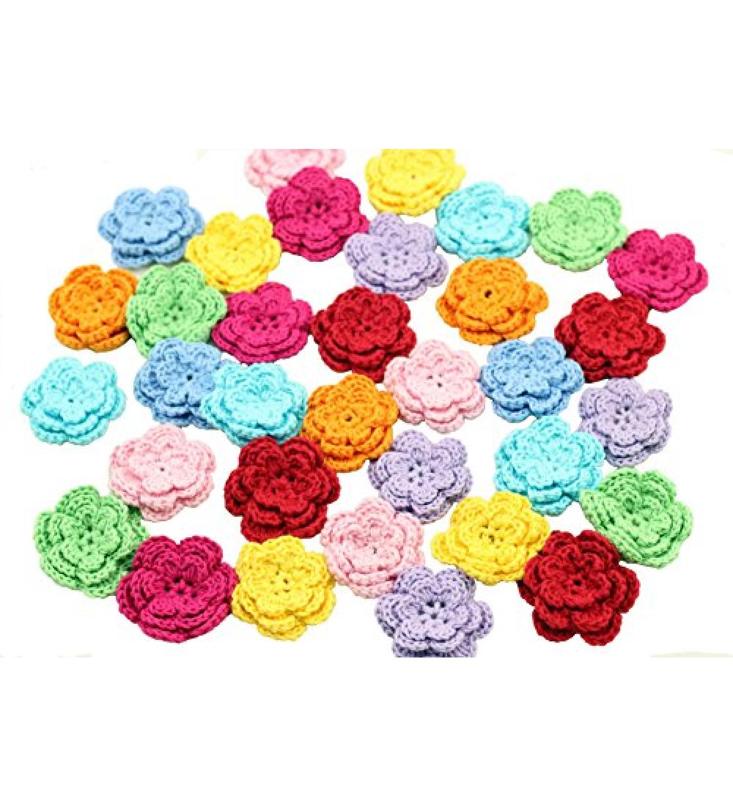 Set of 20 Large Handmade Crochet Flower Appliques in 8 Colors - One Size, Sewing Embellishments - Buy Online on SooperMarket.com