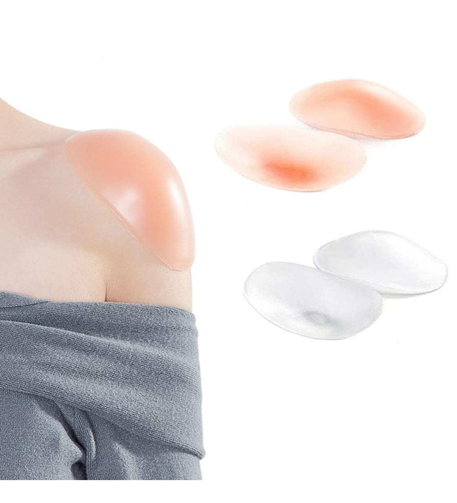 2 Pairs/4 PCS Silicone Shoulder Pads Invisible Shoulder Pads Anti-Slip Shoulder Push-Up Pads Shoulder Enhancer Adhesive Sticky Support Height Enhancer for Womens Clothing (Transparent +Skin) - Buy Online on SooperMarket.com