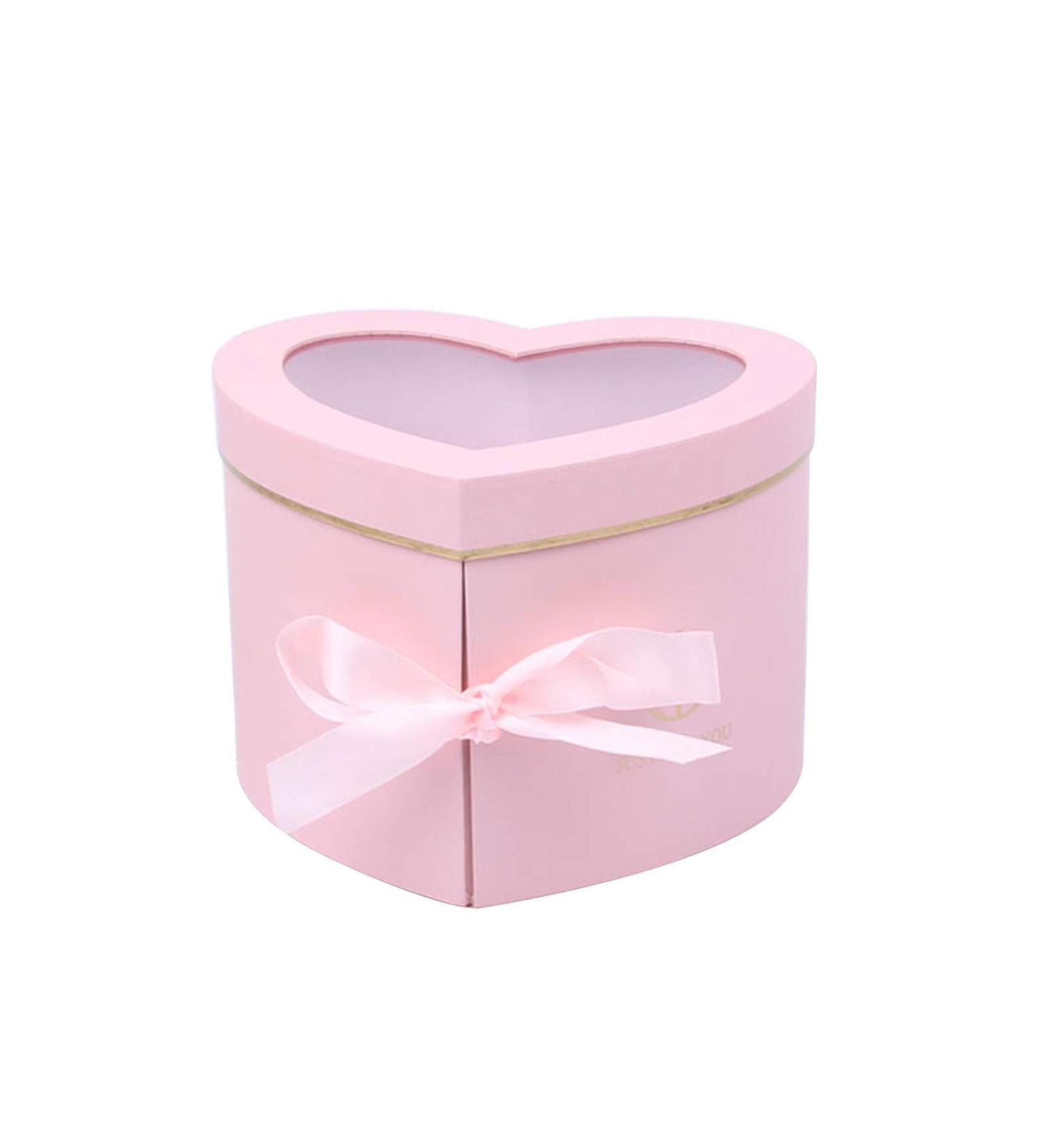 RENGTIN Heart-Shaped Paper Mache Box with Lid & Ribbon - Pink | Ideal for Packaging, Crafting, Storage - Perfect for Jewelry, Cosmetics & Gifts - Buy Online on SooperMarket.com