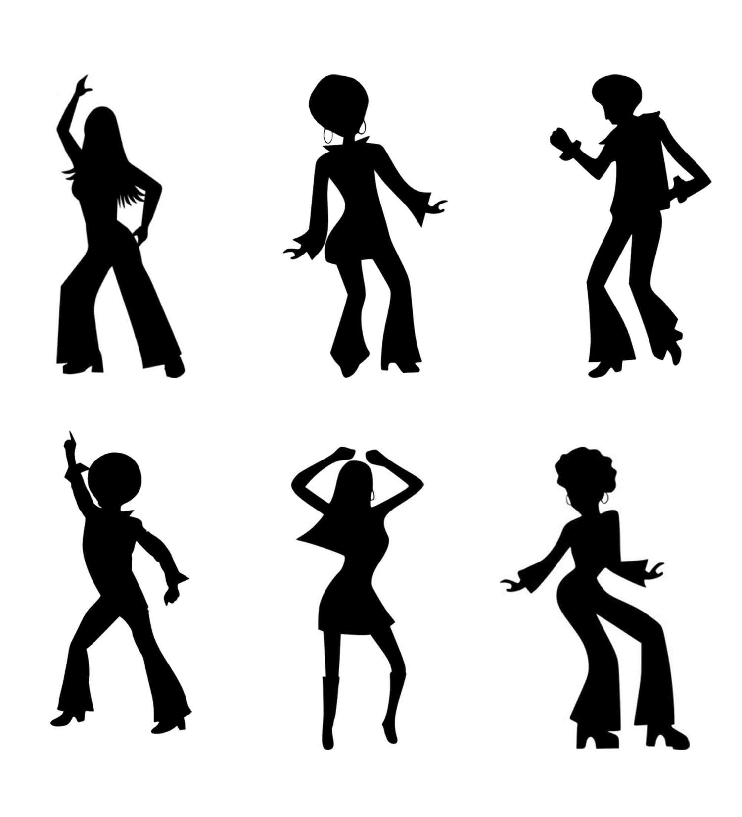 Disco dancers sillouette Edible Icing 3" high x 6