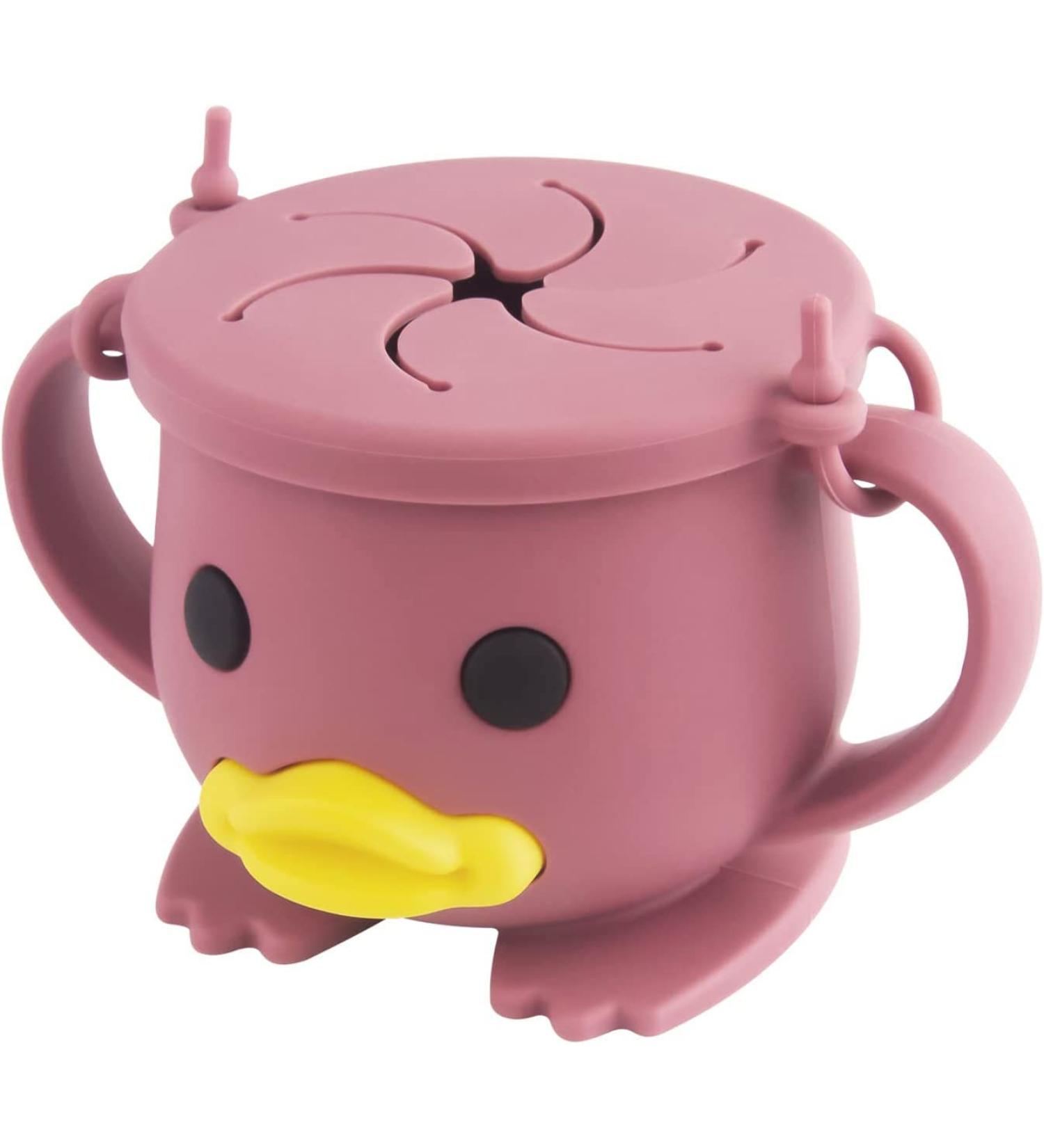 Non-Spill Silicone Baby Snack Cup with Lid - BPA-Free, Easy to Hold & Portable - Purplish Red - Buy Online on SooperMarket.com
