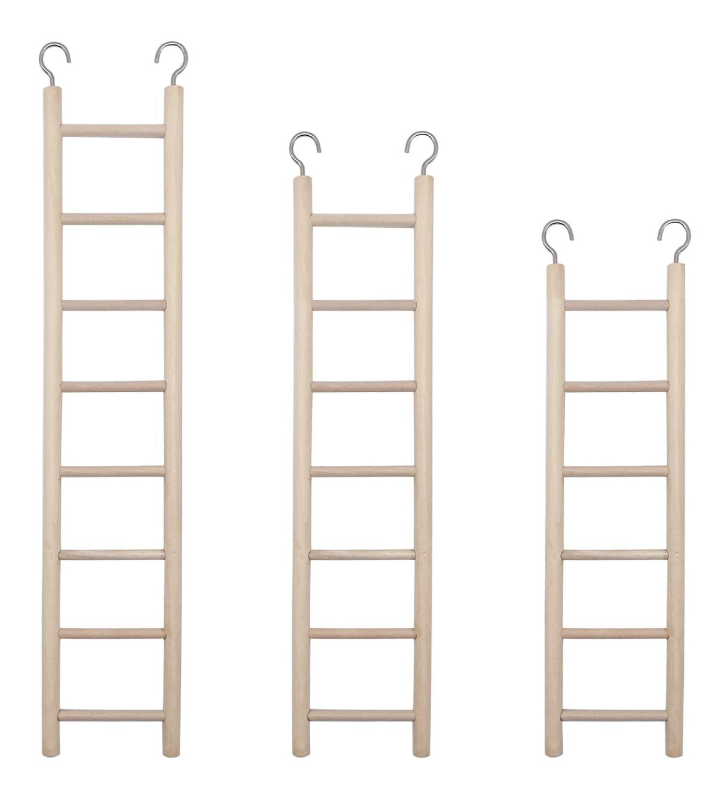 3pcs Natural Wooden Bird Ladder for Parrots, Parakeets, Cockatiels - 6 Step, 7 Step, 8 Step Climbing Accessories - Buy Online on SooperMarket.com
