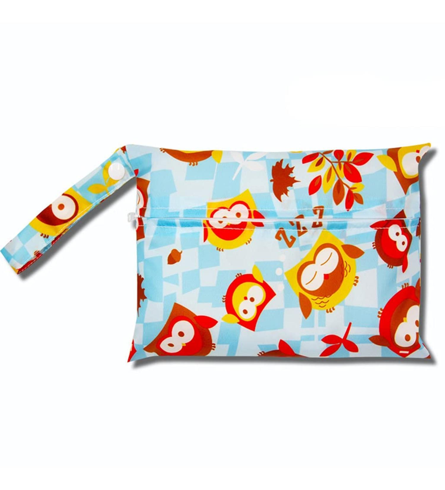 Egurs Wetbag Waterproof Reusable Diaper Nappy Bag - Owl Design (22cm x 15cm) | Eco-Friendly Baby Essential - Buy Online on SooperMarket.com