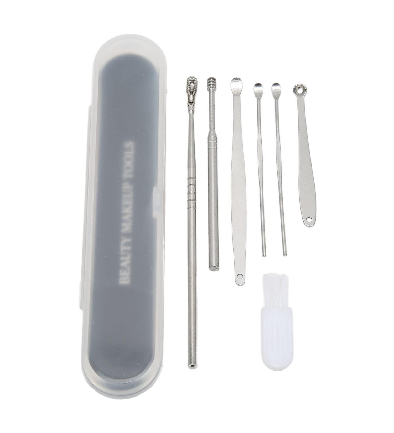 7Pcs Portable Stainless Steel Ear Wax Cleaner Tool Set - Earwax Cleaning Kit - Buy Online on SooperMarket.com