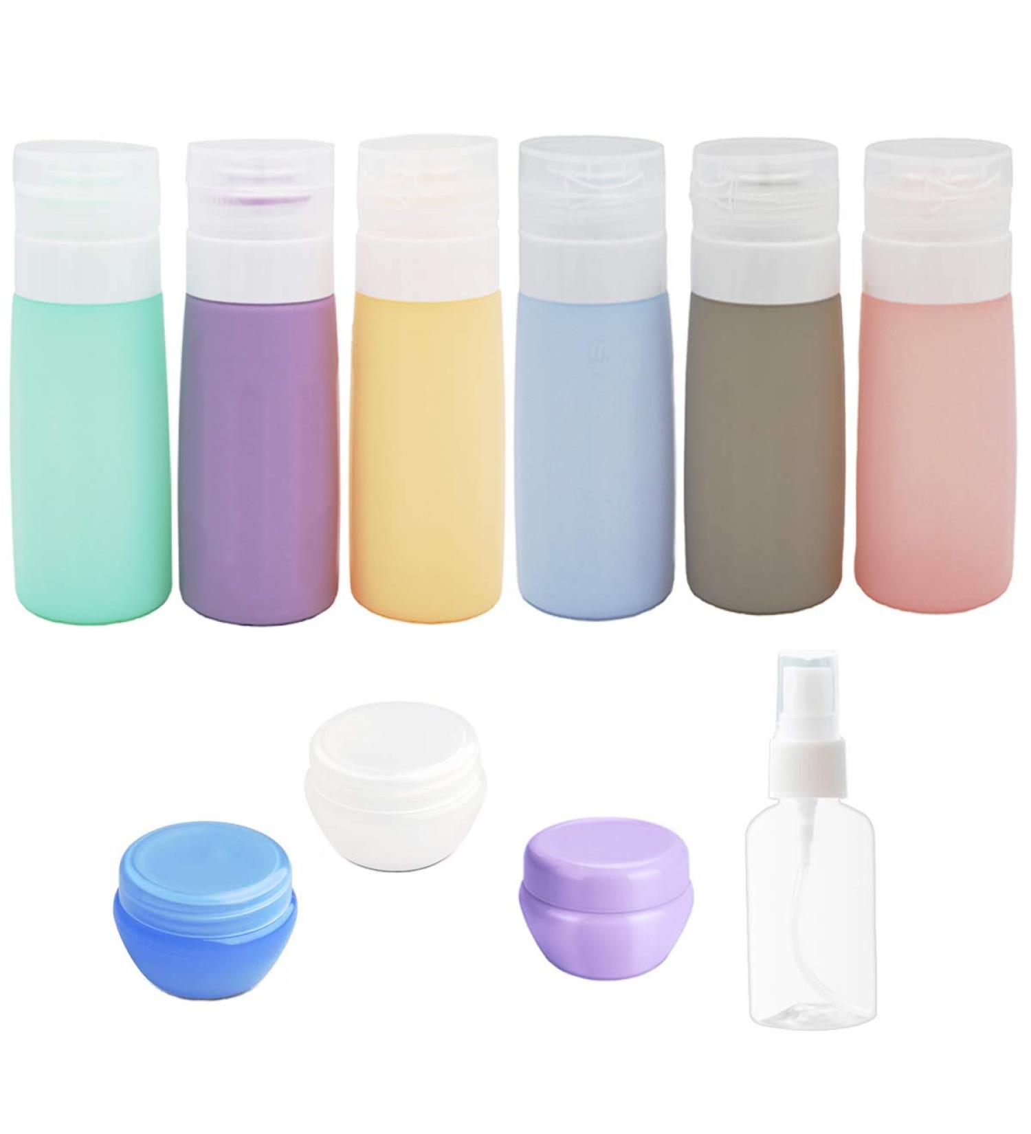 10-Pack Travel Bottles Set - 3oz Leakproof Silicone Containers | TSA Approved Toiletry Bottles for Shampoo, Lotion, Soap - Multicolor - Buy Online on SooperMarket.com