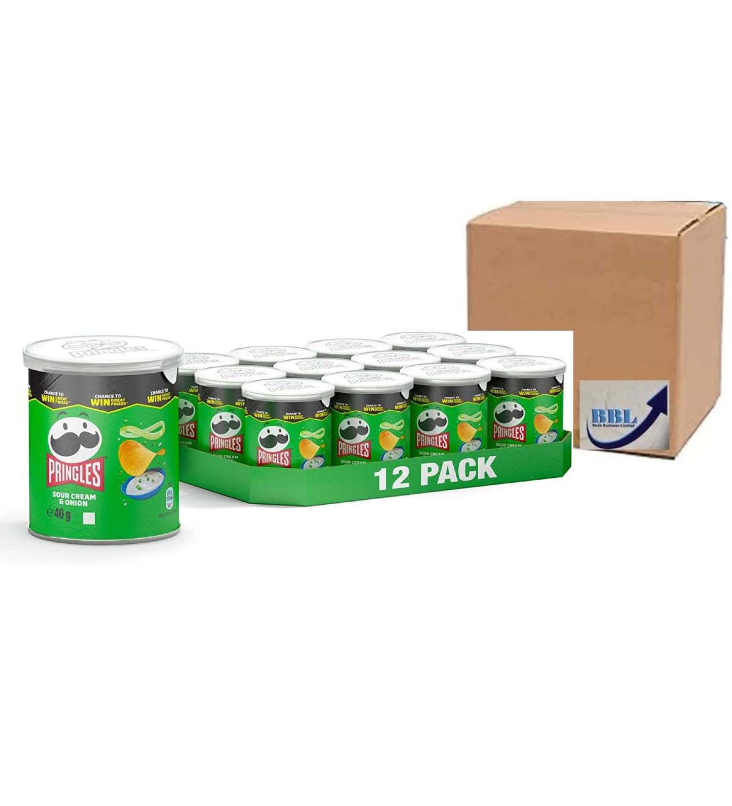Pringles Sour cream & onion Pop & Go Crisps 12 x 40g - Buy Online on SooperMarket.com