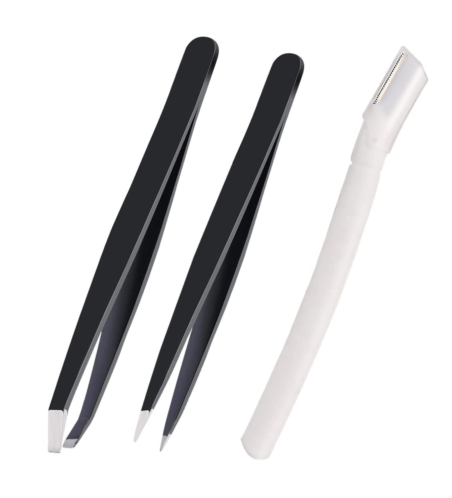 3-in-1 Eyebrow Tweezers Set for Women and Men - Slant, Pointed, and Razor Included - Buy Online on SooperMarket.com