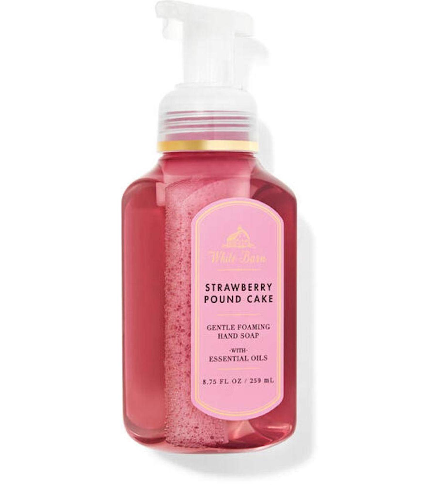 White Barn Candle Company Bath and Body Works Gentle Foaming Hand Soap w/ Essential Oils- 8.75 fl oz - Many Scents! (Strawberry Pound Cake - White Barn) Strawberry 8.75 Fl Oz (Pack of 1)