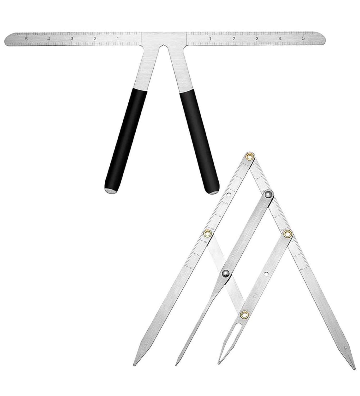 QUR 2Piece Eyebrow Ruler 3-Point Positioning Ruler Brow Caliper Measuring Tool Silver - Buy Online on SooperMarket.com