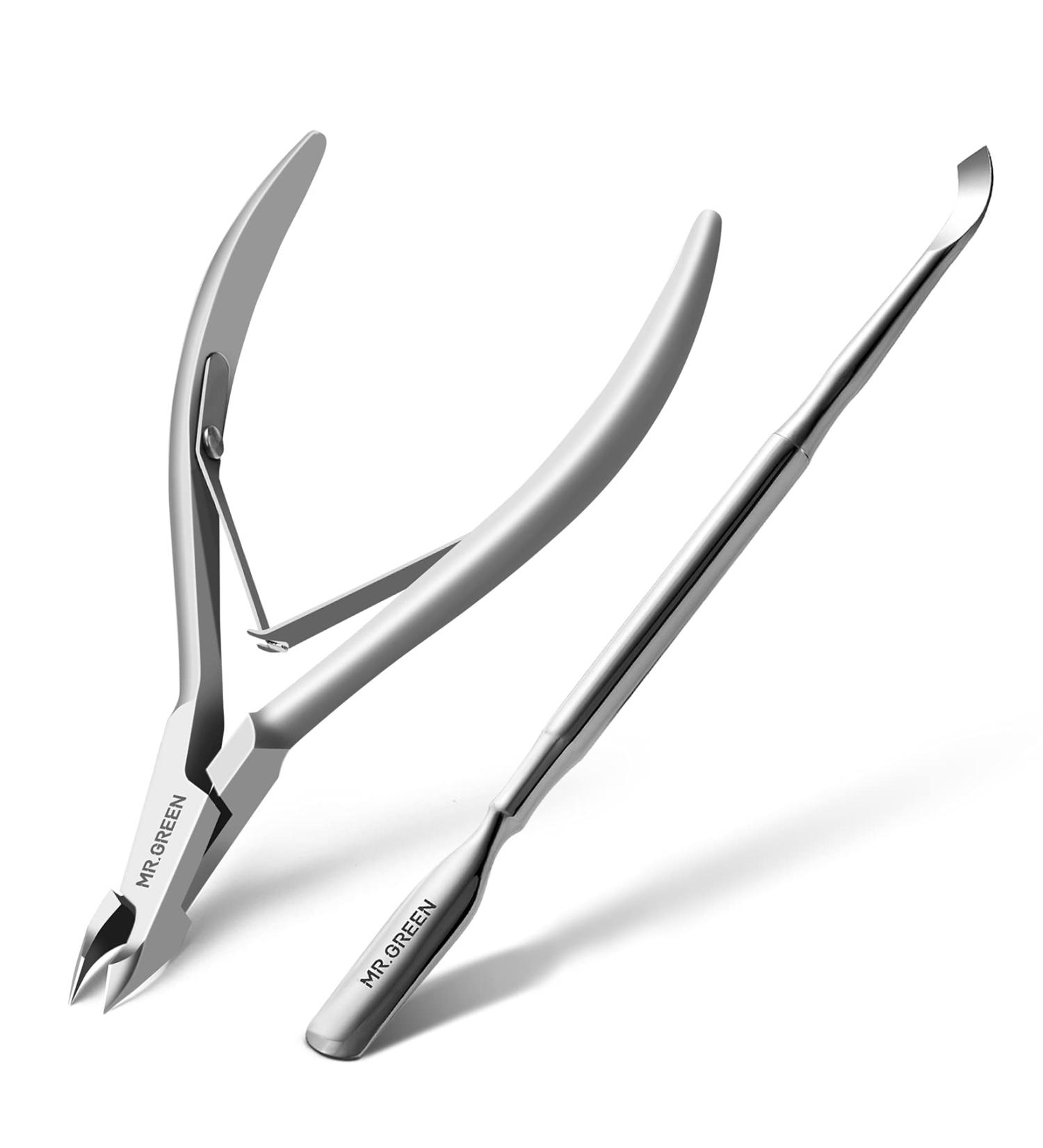 MR.GREEN Cuticle Nippers & Pusher Set - Stainless Steel Nail Manicure Tool for Dead Skin Removal - Buy Online on SooperMarket.com