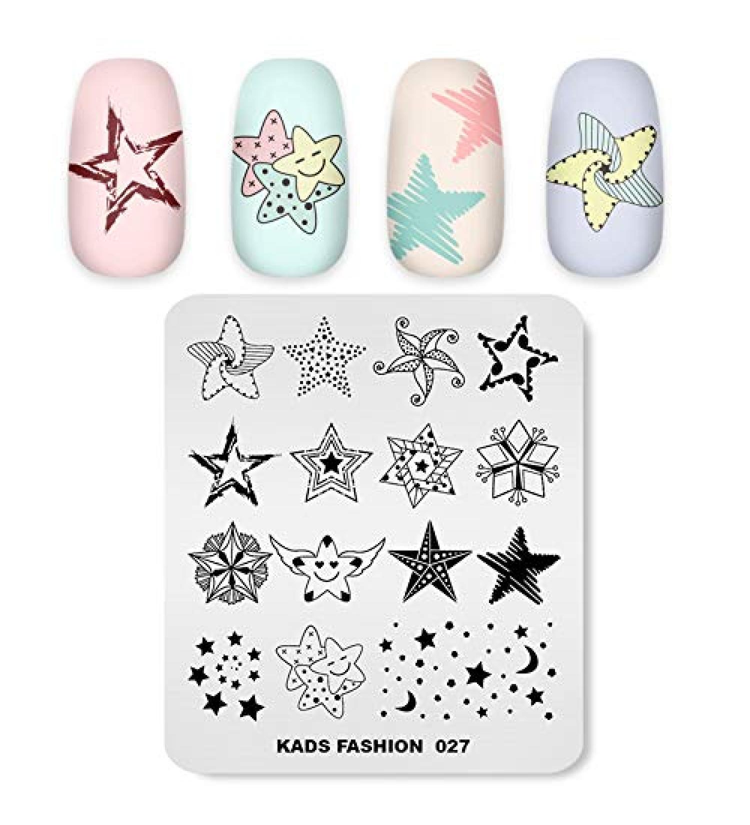Alexnailart Nail Stamping Printing Plate Template Image Plate Stamper Scraper Star Pentagram Pattern Nail Art Decoration DIY Print Manicure Design FA027 - Buy Online on SooperMarket.com