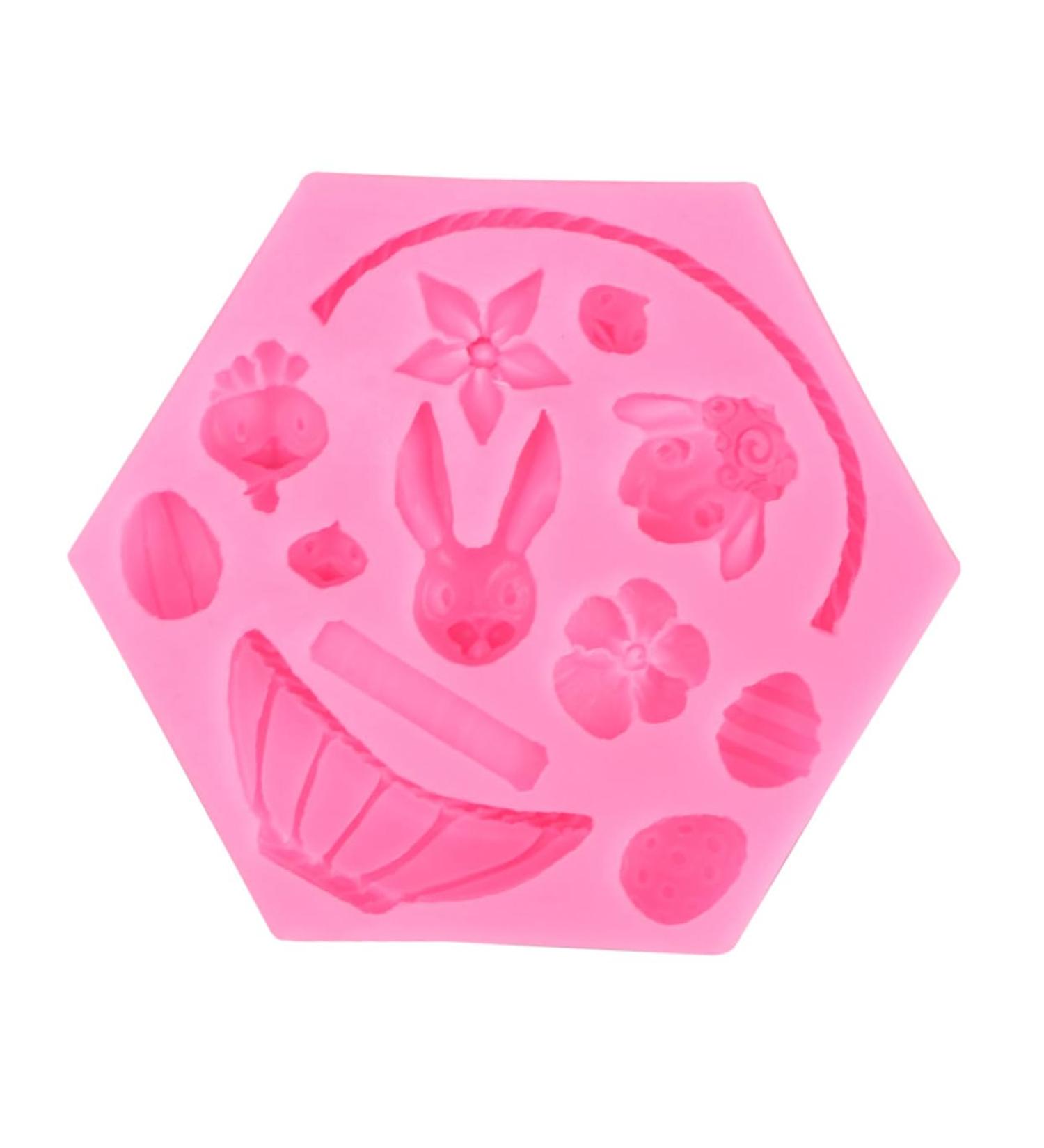 NAMOARLY Set Easter Cooking Supplies DIY Baking Cake Ice Cube Trays Cartoon Shape Easter Cookie Mould Silicone Fondant Easter Party Favor Supplies Nonstick Gummy Molds Candy Chocolate medium Pink - Buy Online on SooperMarket.com