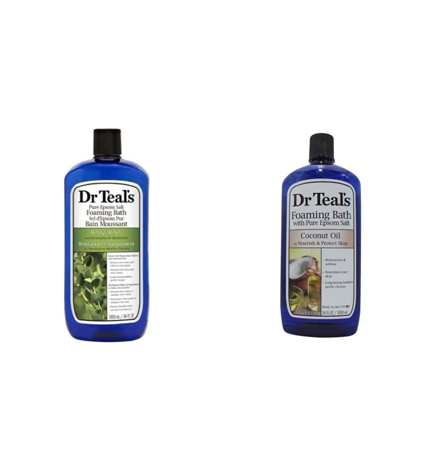 Dr Teal's Eucalyptus & Spearmint + Coconut Oil Foaming Bath (1000 mL each) Foaming Bath + Coconut oil - Buy Online on SooperMarket.com