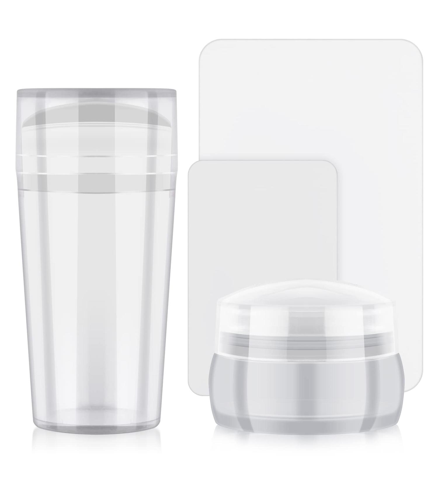 EBANKU 2PCS Clear Blue Silicone Nail Art Stamper Set with Scraper Tools for DIY Beauty Nail Art - French Smile Line Design (Transparent) - Buy Online on SooperMarket.com