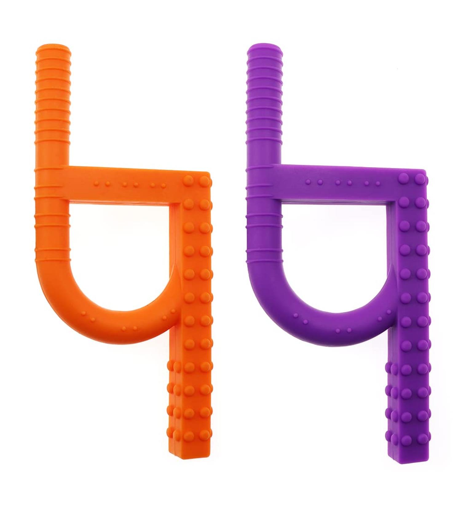 Tuxepoc Sensory Chew Toys for Autistic Children - Silicone Chewy Tool for Teething ADHD Autism - Orange Purple Chewelry for Boys & Girls - Buy Online on SooperMarket.com