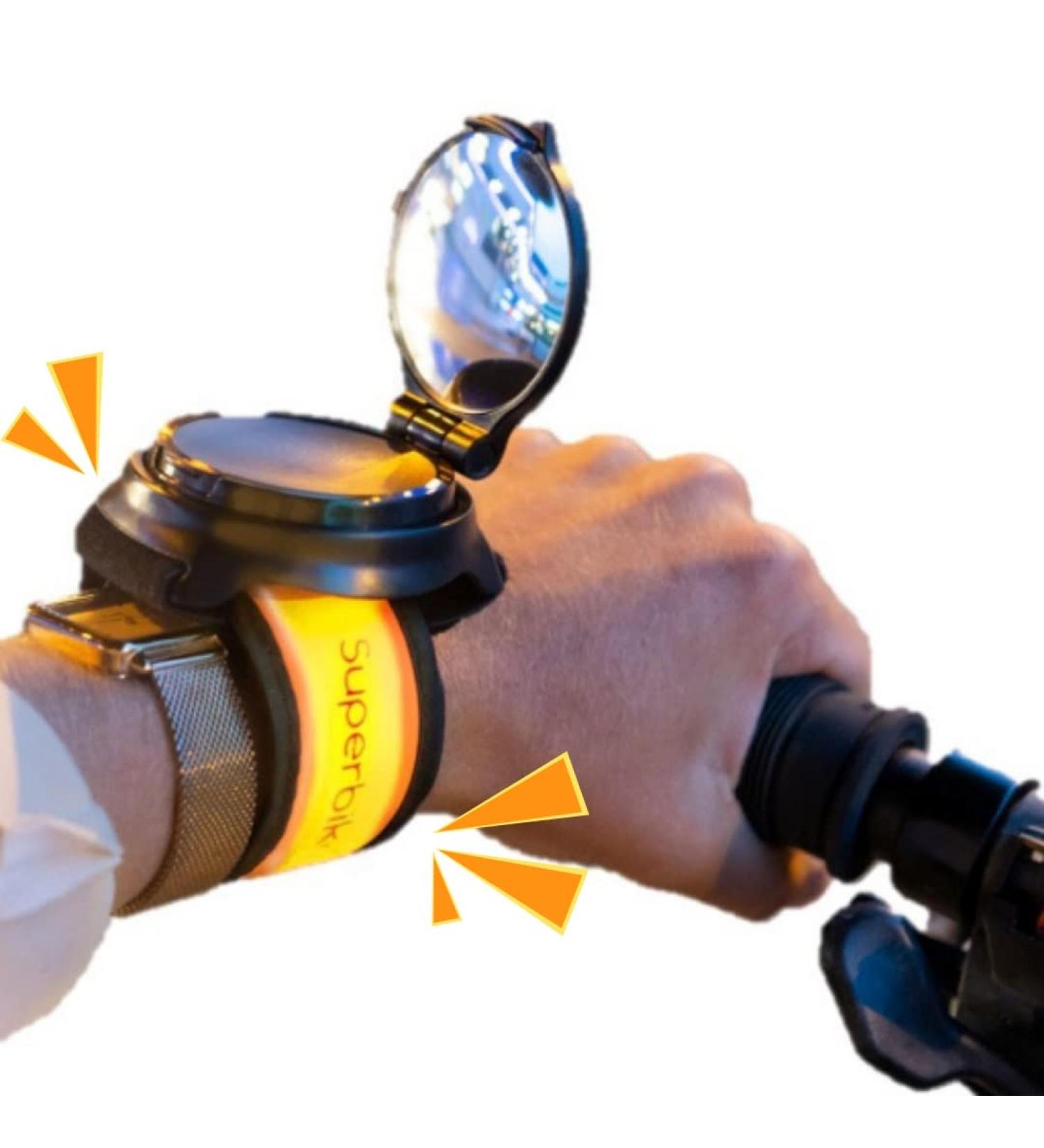 Bub-up Superbikero Bracelet for Bicycle & Scooter - Bright Integrated Mirror & Flexible Tape for Rear Mirrors & Turn Signals - Buy Online on SooperMarket.com