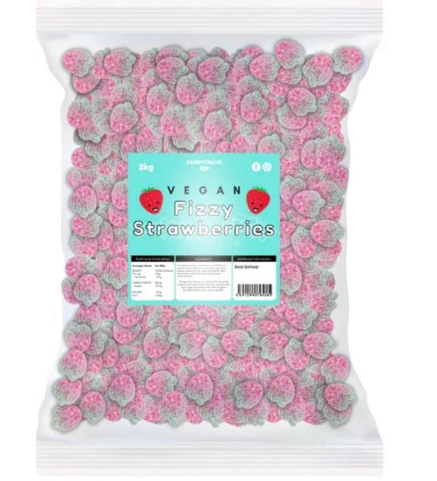 Candycrave Vegan Fizzy Strawberries 1kg Sweets Delicious And Tasty - Buy Online on SooperMarket.com