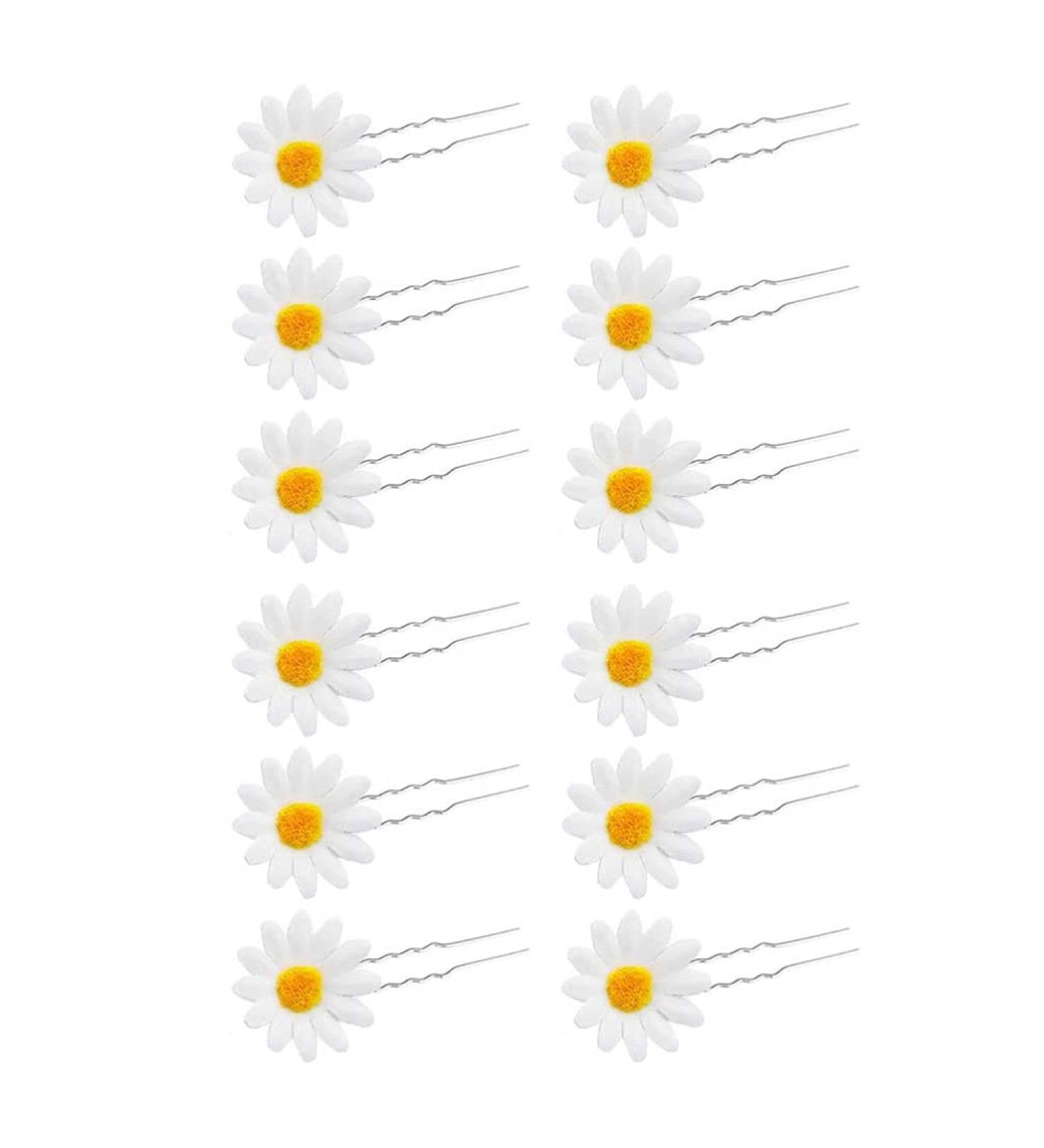 FRCOLOR Daisy Hair Clips 12Pcs - Bridal Floral Bobby Pins for Wedding Beach Party - Buy Online on SooperMarket.com
