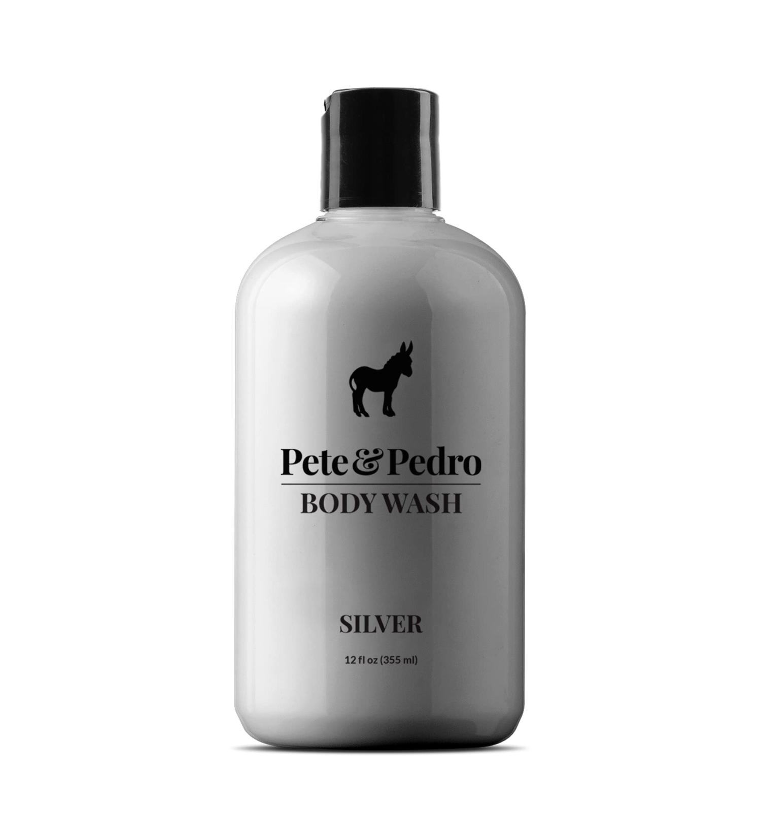 Pete & Pedro SILVER BODY WASH For Men & Women - Fresh Cool Water Scented Moisturizing Men's Shower Bodywash | Has Activated Charcoal & Helps With Dry Skin | As Seen on Shark Tank  12 oz. d) Silver Body Wash - Buy Online on SooperMarket.com