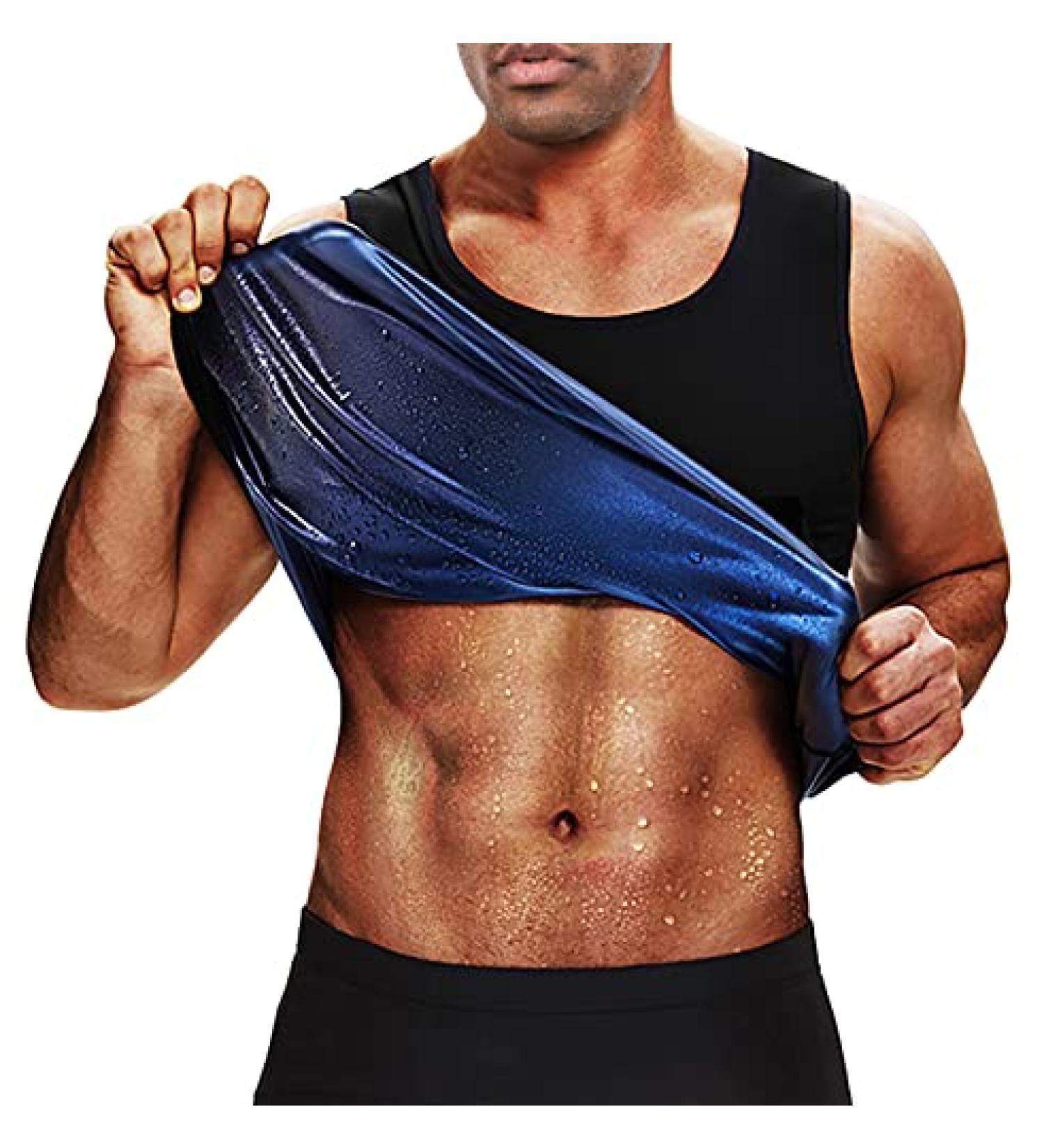 BODYSUNER Sauna Sweat Vest for Men | Waist Trainer Compression Tank Top | Blue L/XL - Buy Online on SooperMarket.com