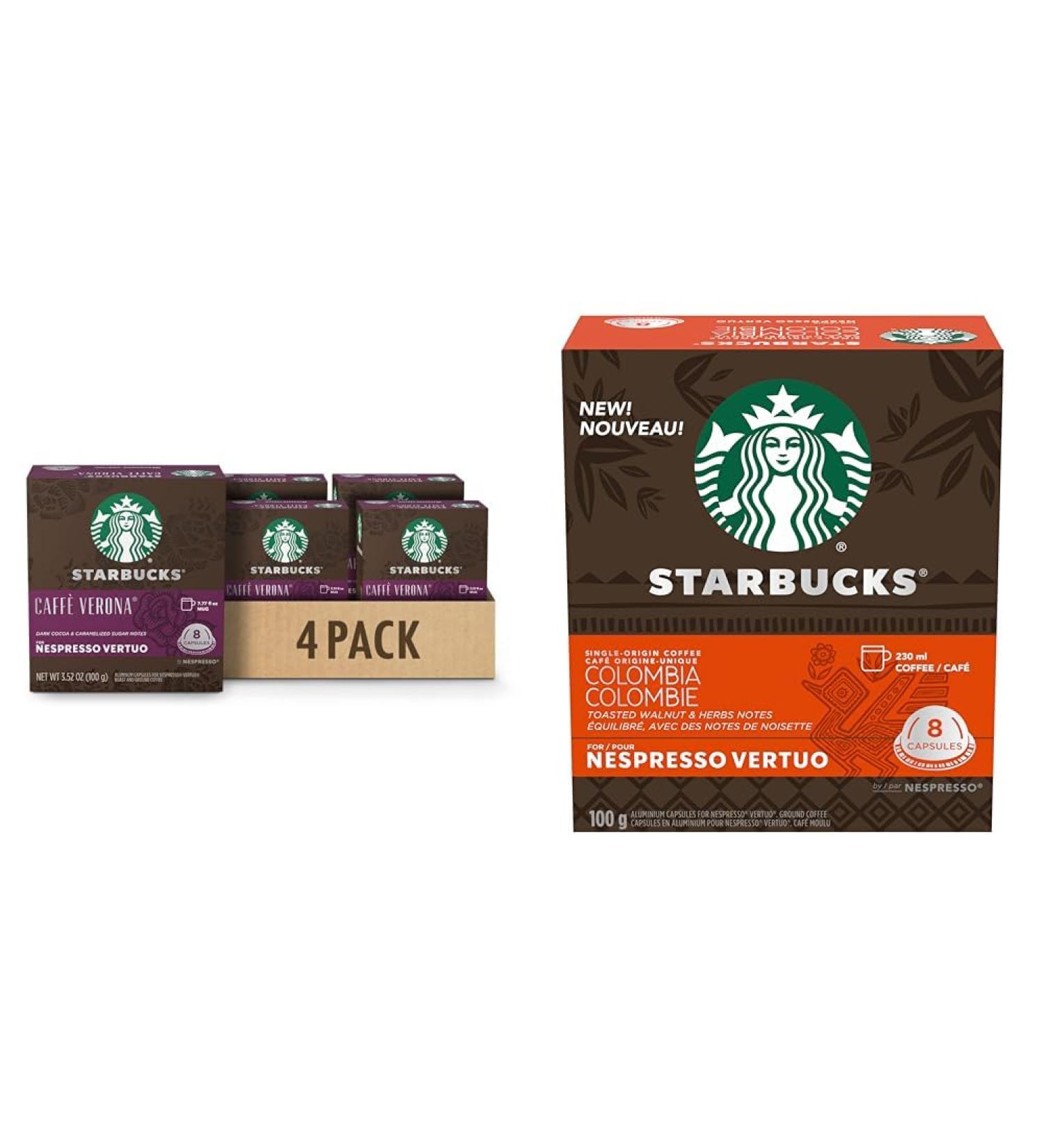 Starbucks By Nespresso Caff Verona Coffee Pods Dark Roast 4 X 8 Coffee Pods 32 Count & By Nespresso Single Origin Columbia Coffee Pods Medium Roast 8 Coffee Pods - Buy Online on SooperMarket.com