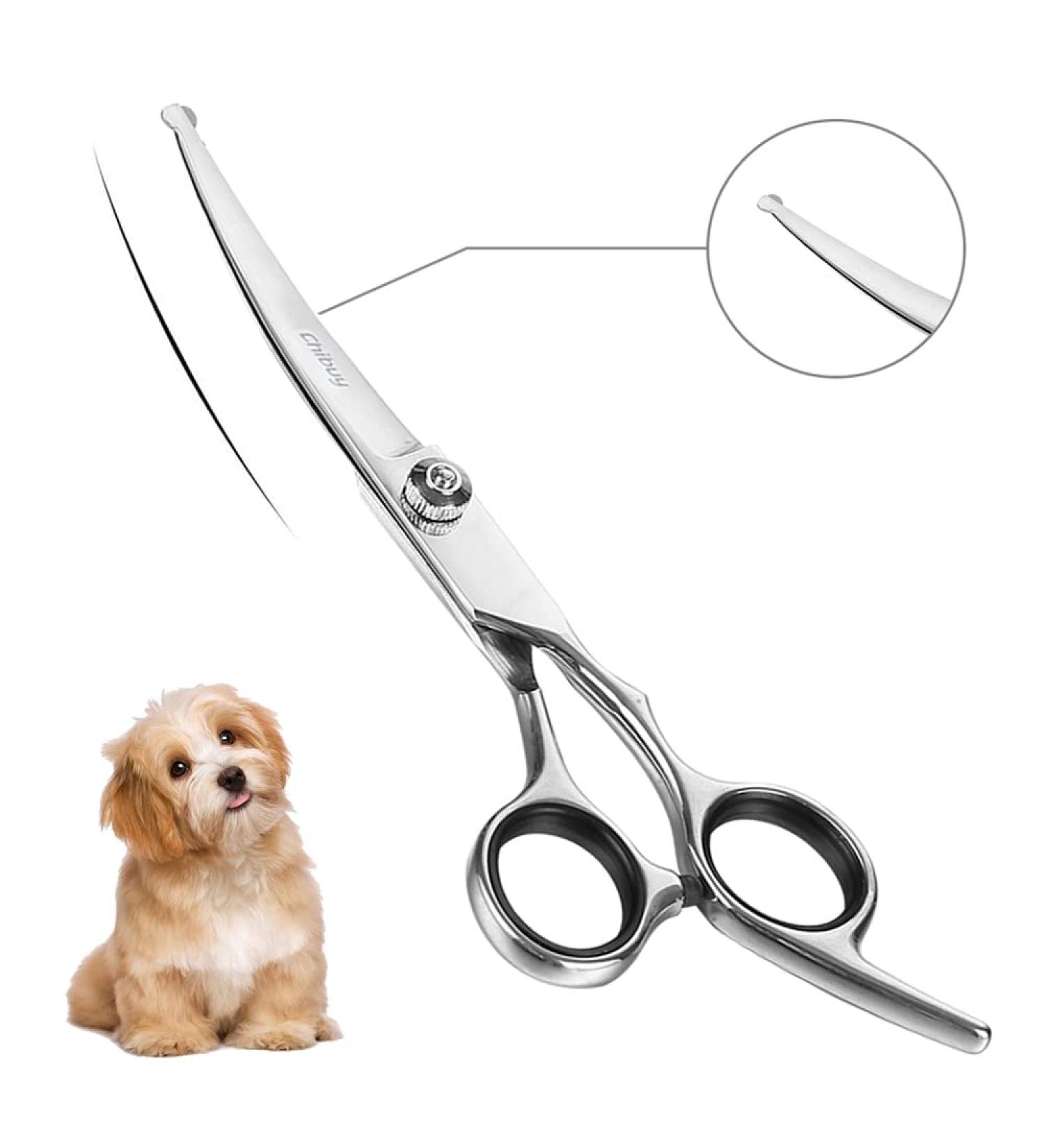 Chibuy Curved Pet Grooming Scissors with Round Tips - Professional 4CR Stainless Steel Shear for Dogs and Cats - Buy Online on SooperMarket.com