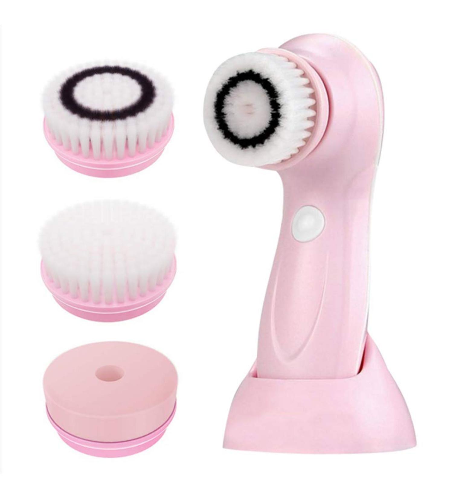 MOSCHOW Rechargeable Waterproof Facial Cleansing Brush - 3 Brush Heads, 2 Power Modes (Pink) - Buy Online on SooperMarket.com