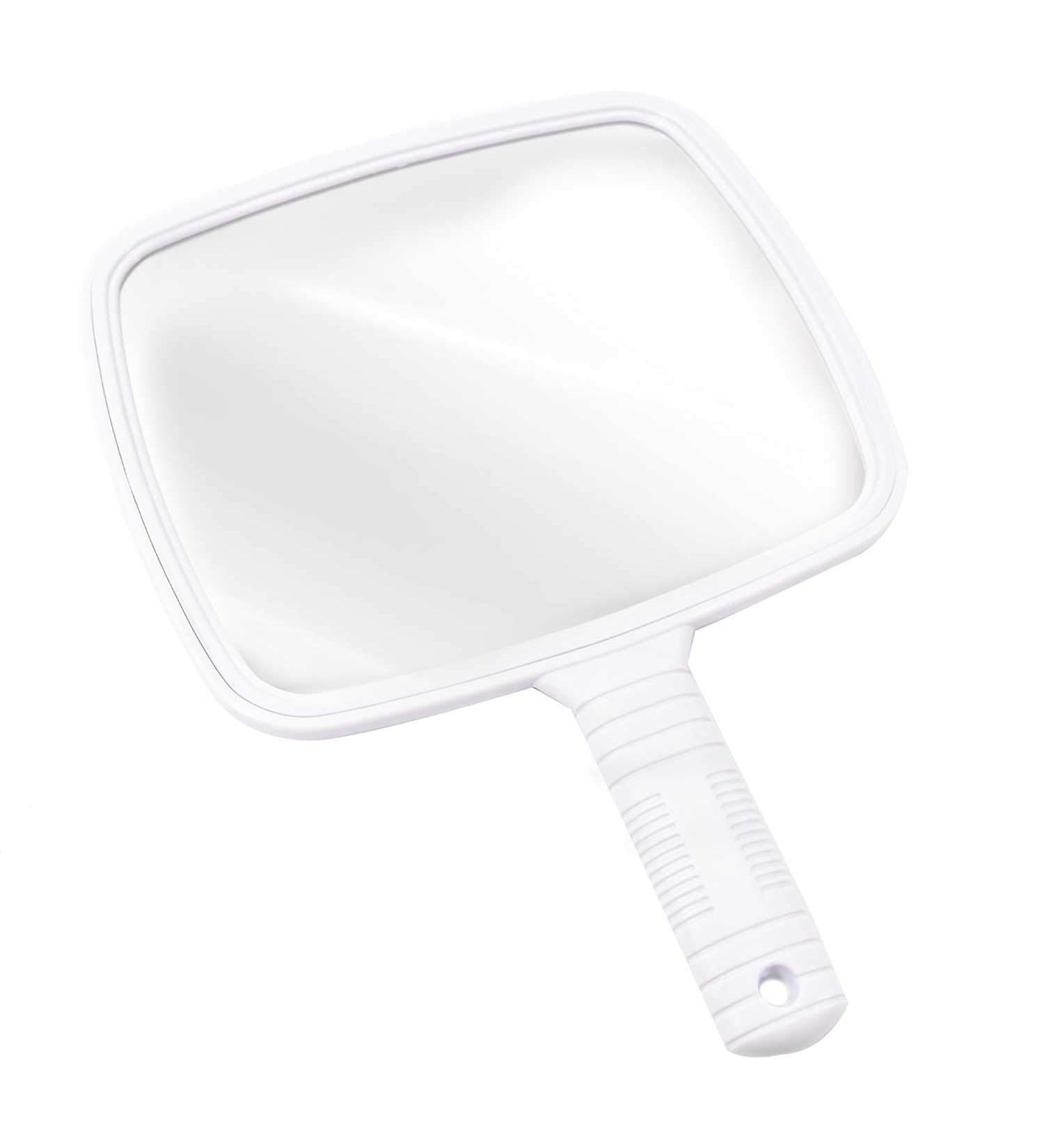 TRIXES Professional Hand Mirror for Hairdressing and Beauty - White Wide Angle 20 x 17.5cm - Buy Online on SooperMarket.com